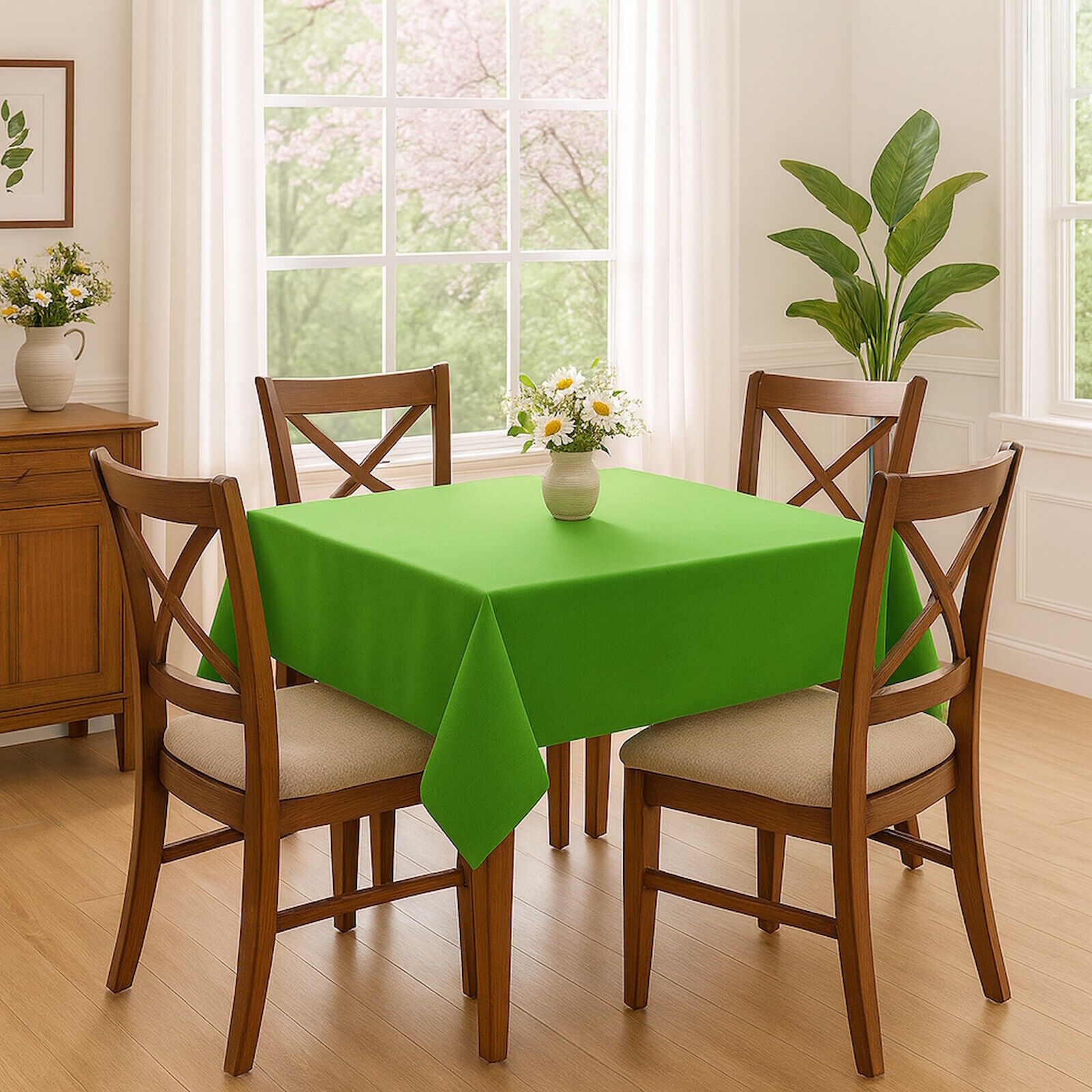 Frühlings Tischdecke Baumwolle Hellgrün-80x80 cm