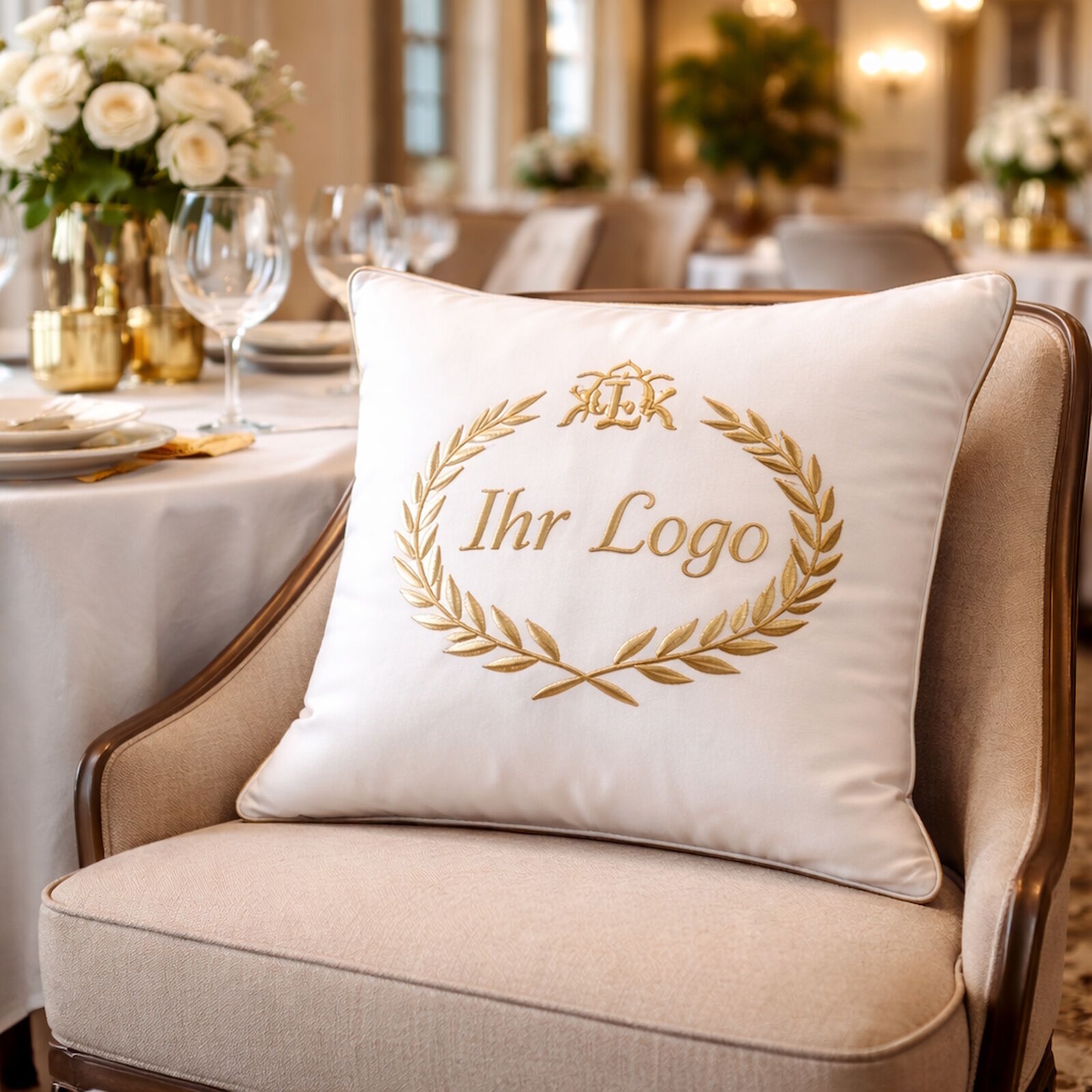 Individuelle Hotelkissen mit Logo – hochwertige Stickerei