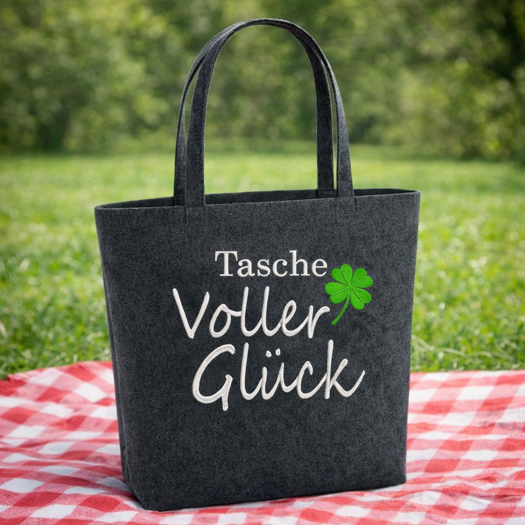 Shopper Mama Tasche voller Glück Glücksbringer  49x39x13,5 cm anthrazit