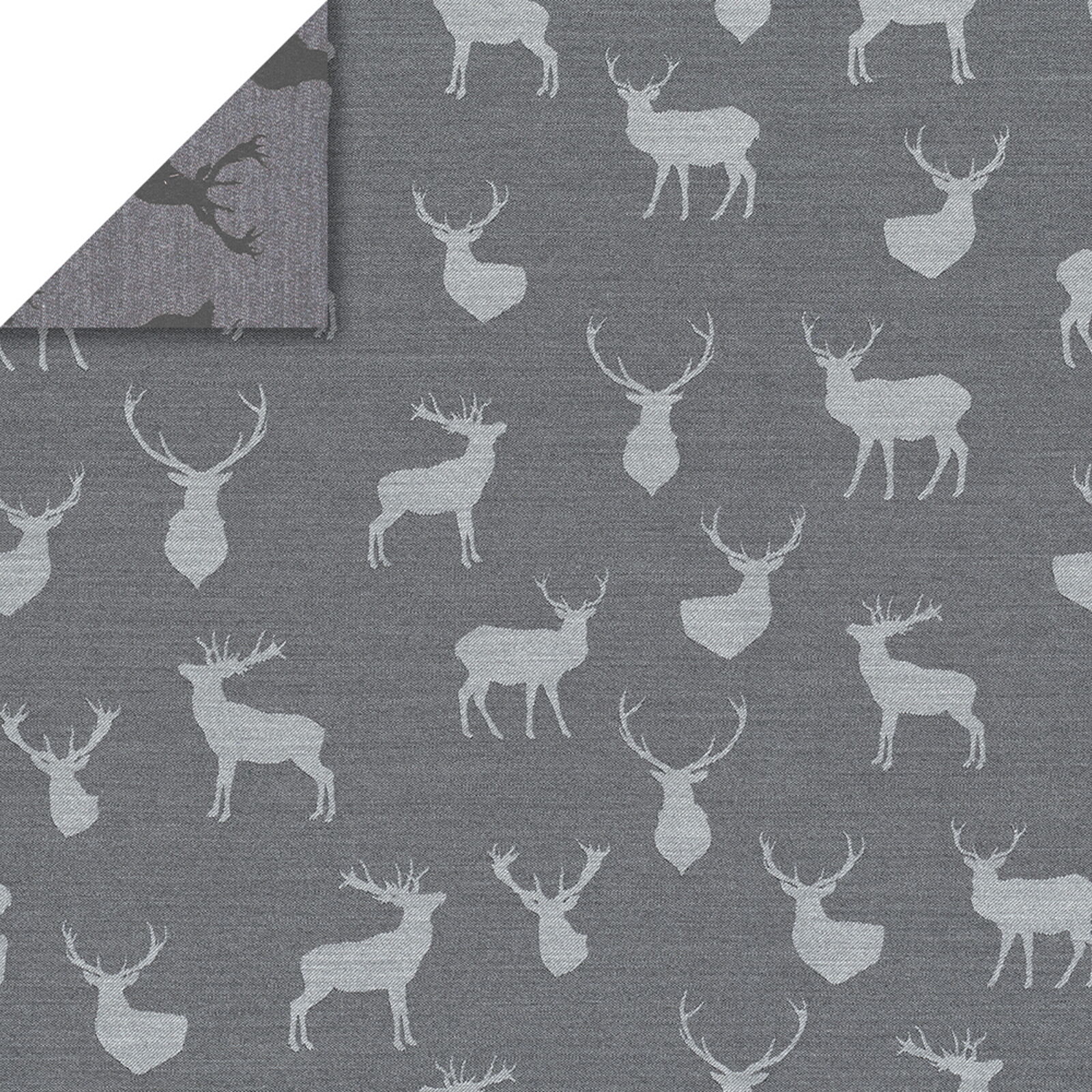 Stoff Meterware Hirsch Grau Jacquard