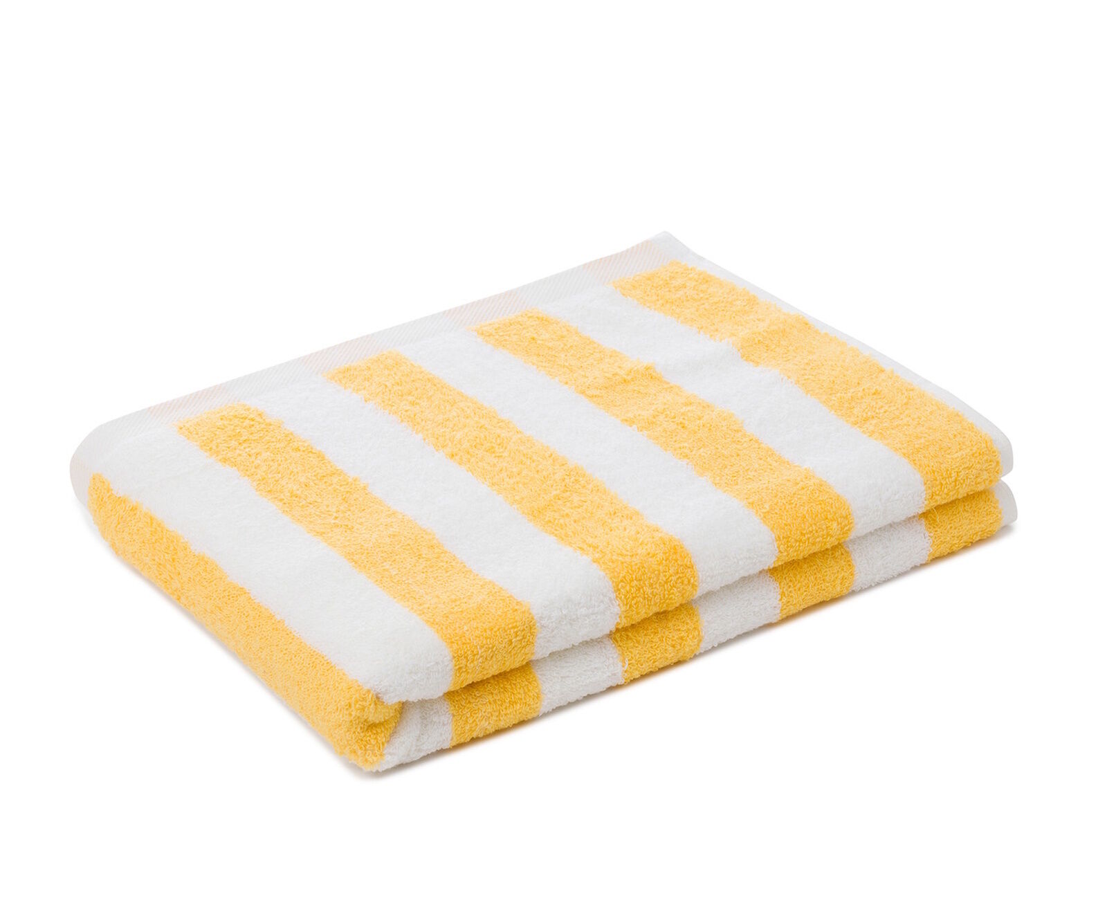 2er Pack Saunatücher Weiß Gelb gestreift 70x200 cm