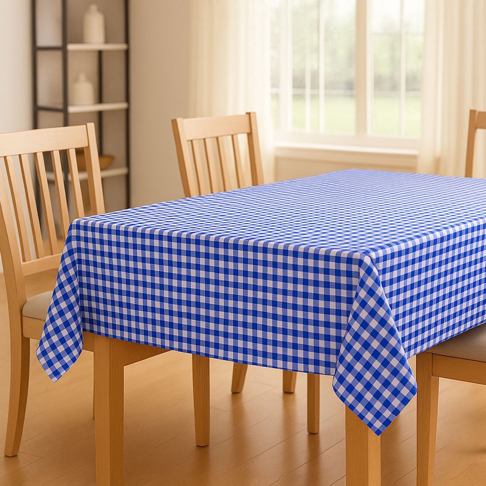 Tischdecke Karo 1x1 cm Blau Baumwolle-80x80 cm