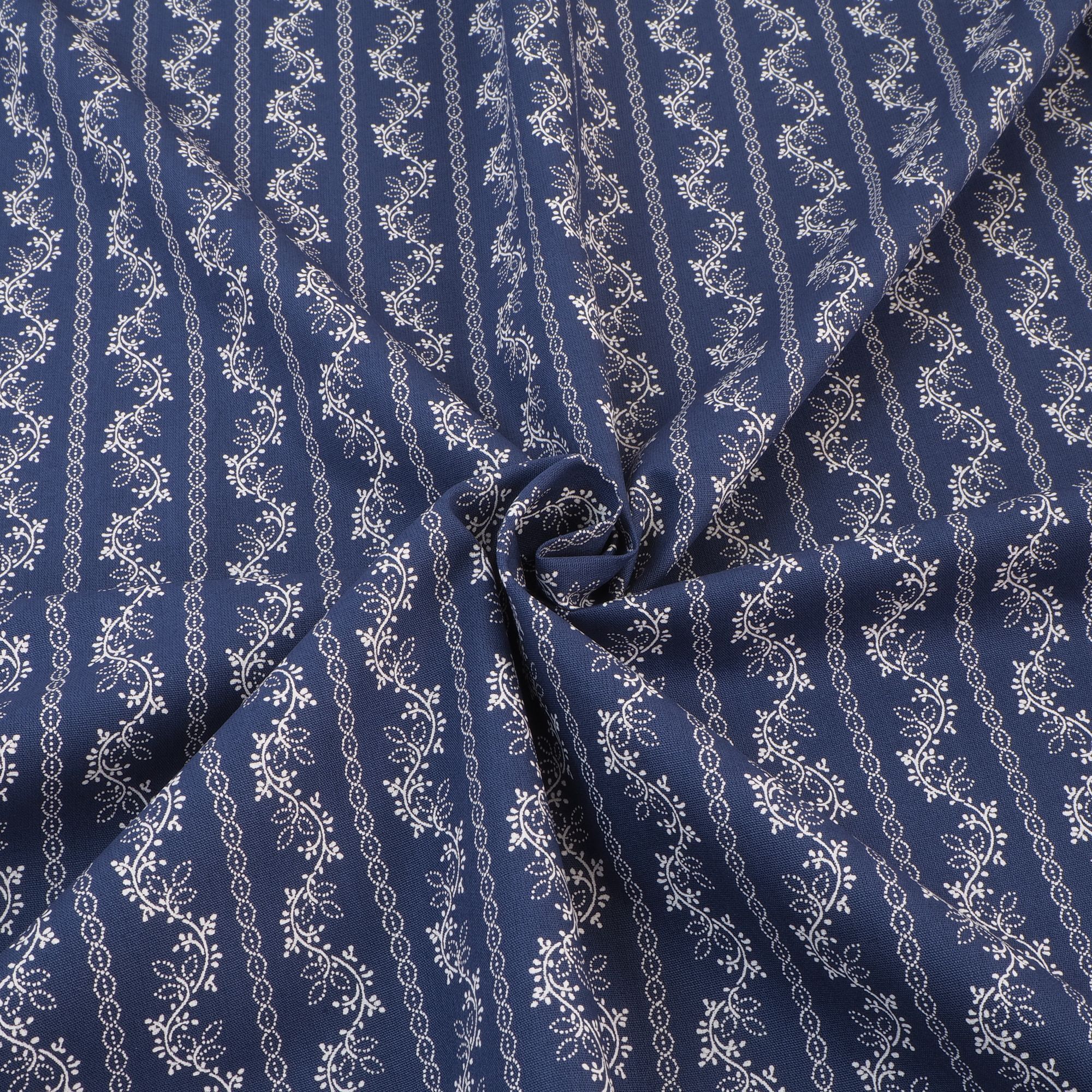 Dirndlstoff Blumen Streifen Navy Blau Flori Tracht