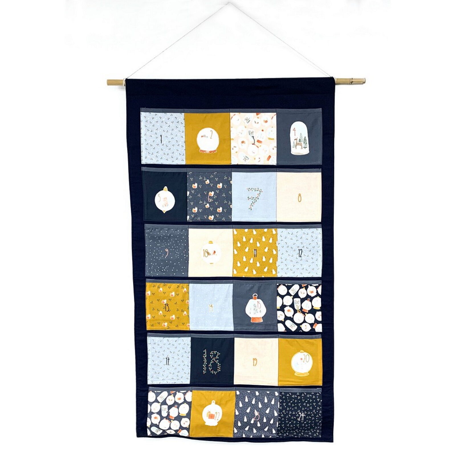 Stoff Meterware Adventskalender Digitaldruck blau