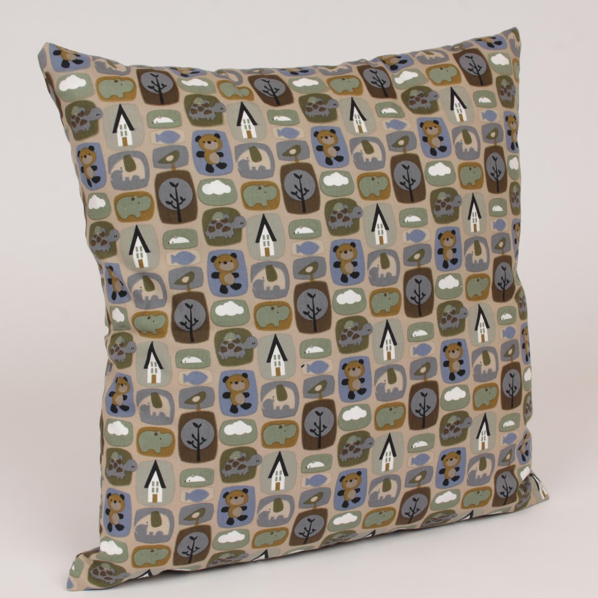 Kissenbezug 40x40 cm Bär Schildkröte Haus Beige
