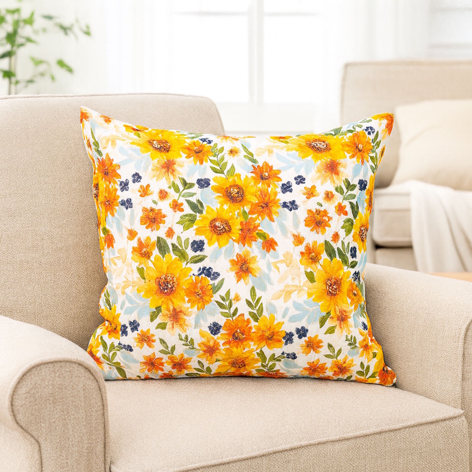 Kissenbezug Sonnenblumen Musselin