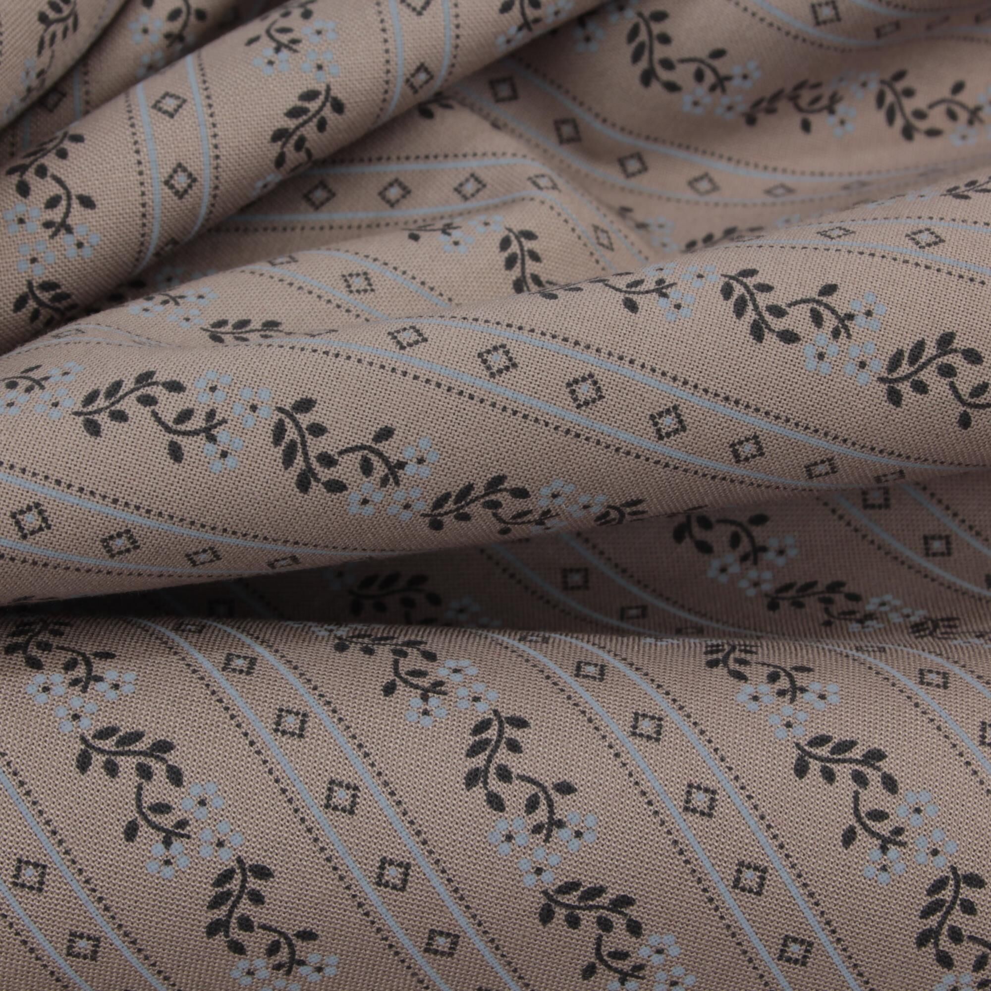 Stoff Meterware Blumen Streifen Tina Beige Dirndl
