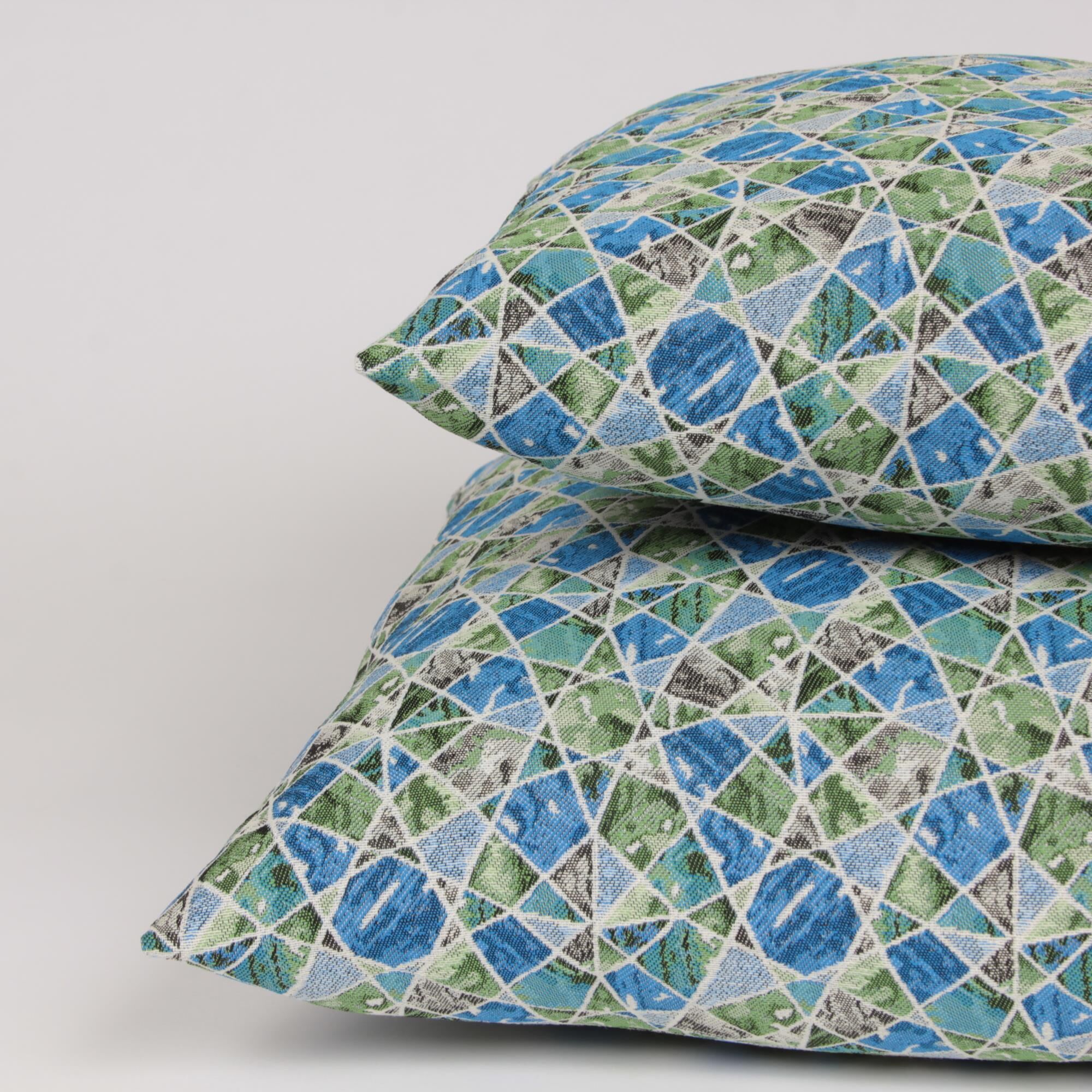 Kissenbezug Mosaik Blau Grün-40x40 cm