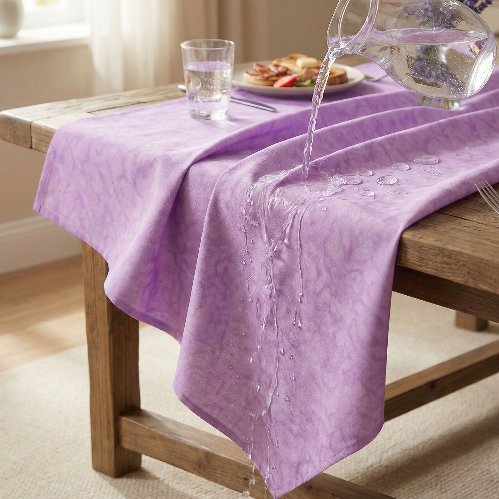 Wasserabweisende Tischdecke Lila Batik Wolken Outdoor