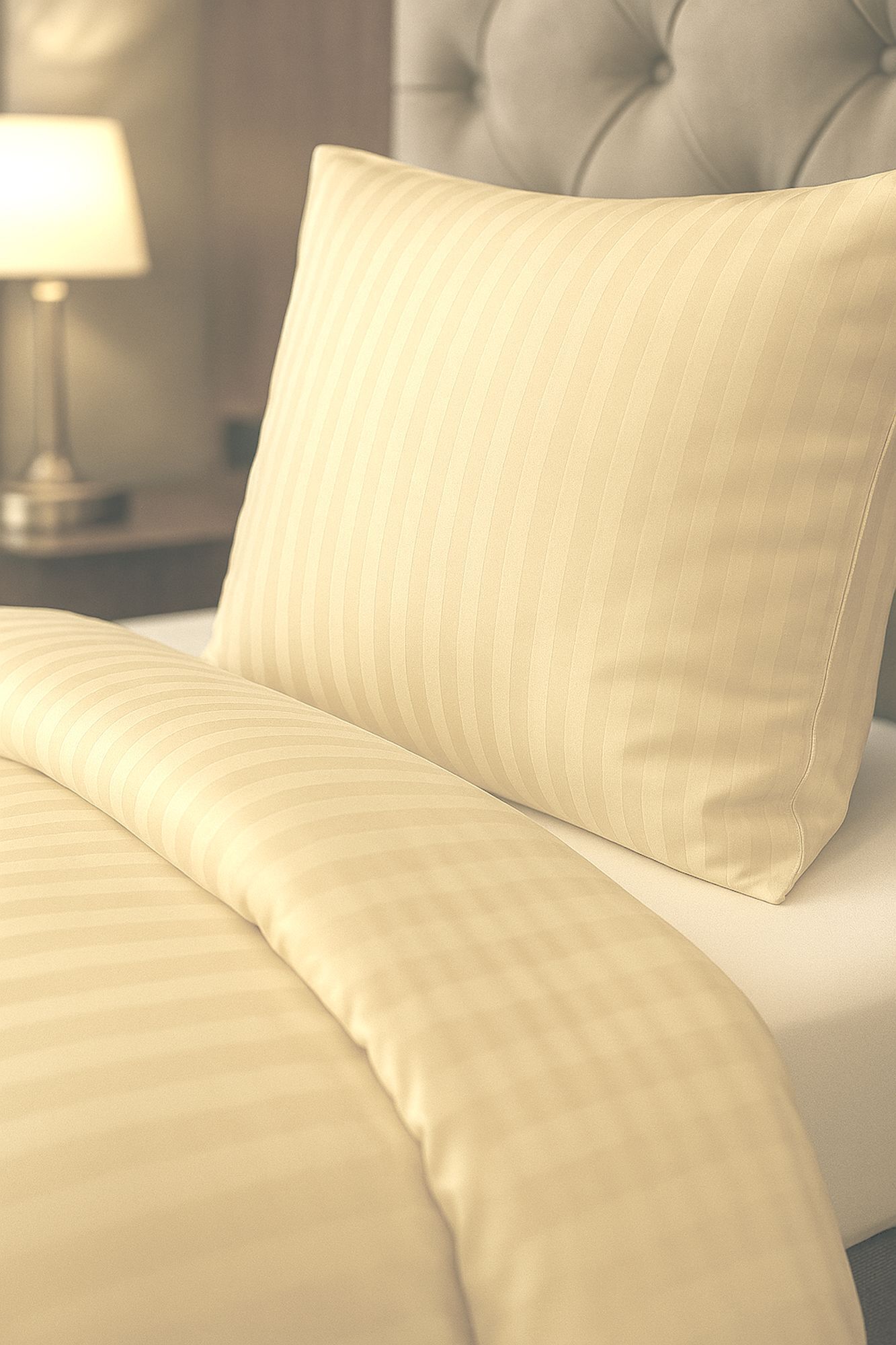 Hotelbettwäsche Streifensatin 25 mm Gelb-135x200 60x80 cm