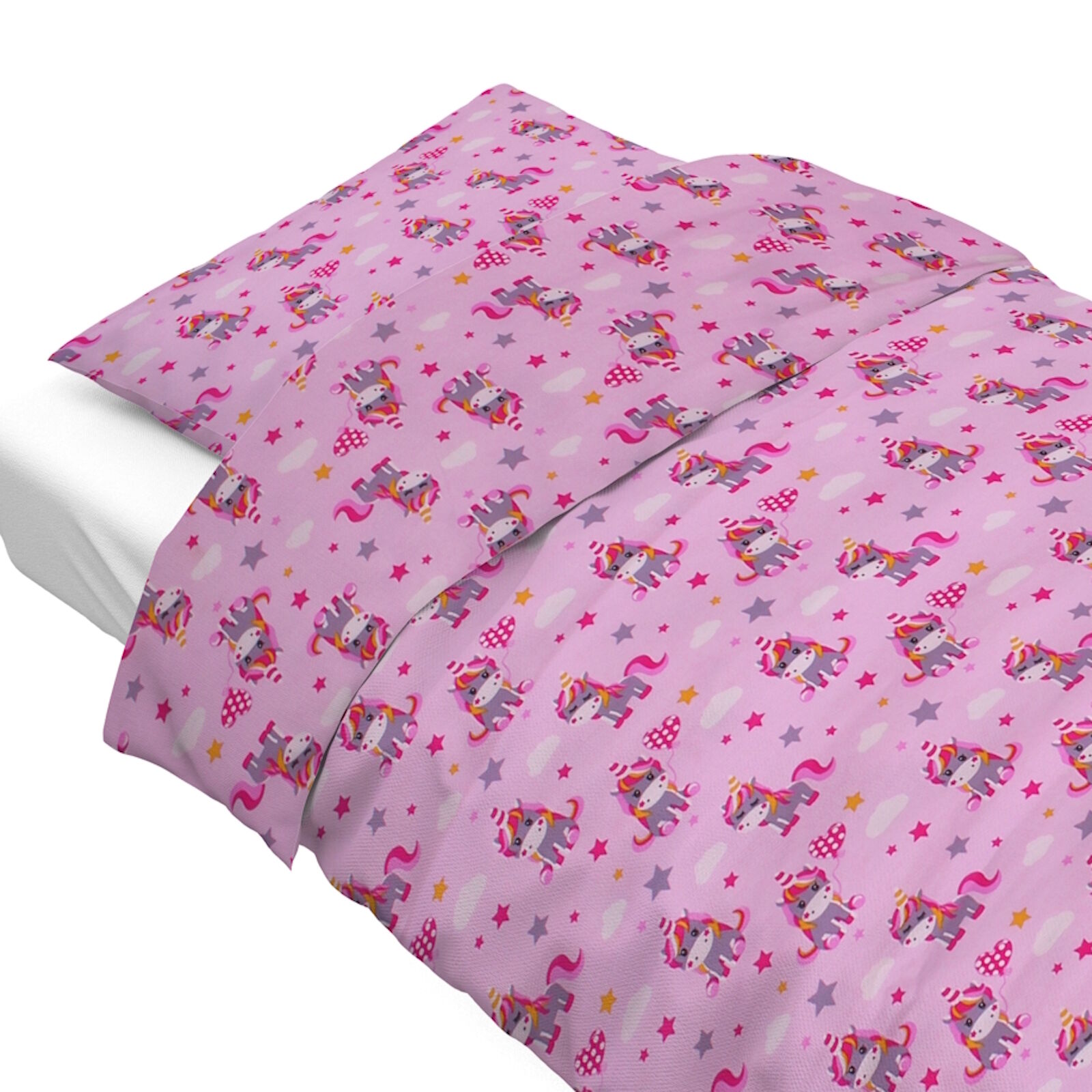 Kinderbettwäsche 100x135 40x60 cm Einhorn Rosa Jersey