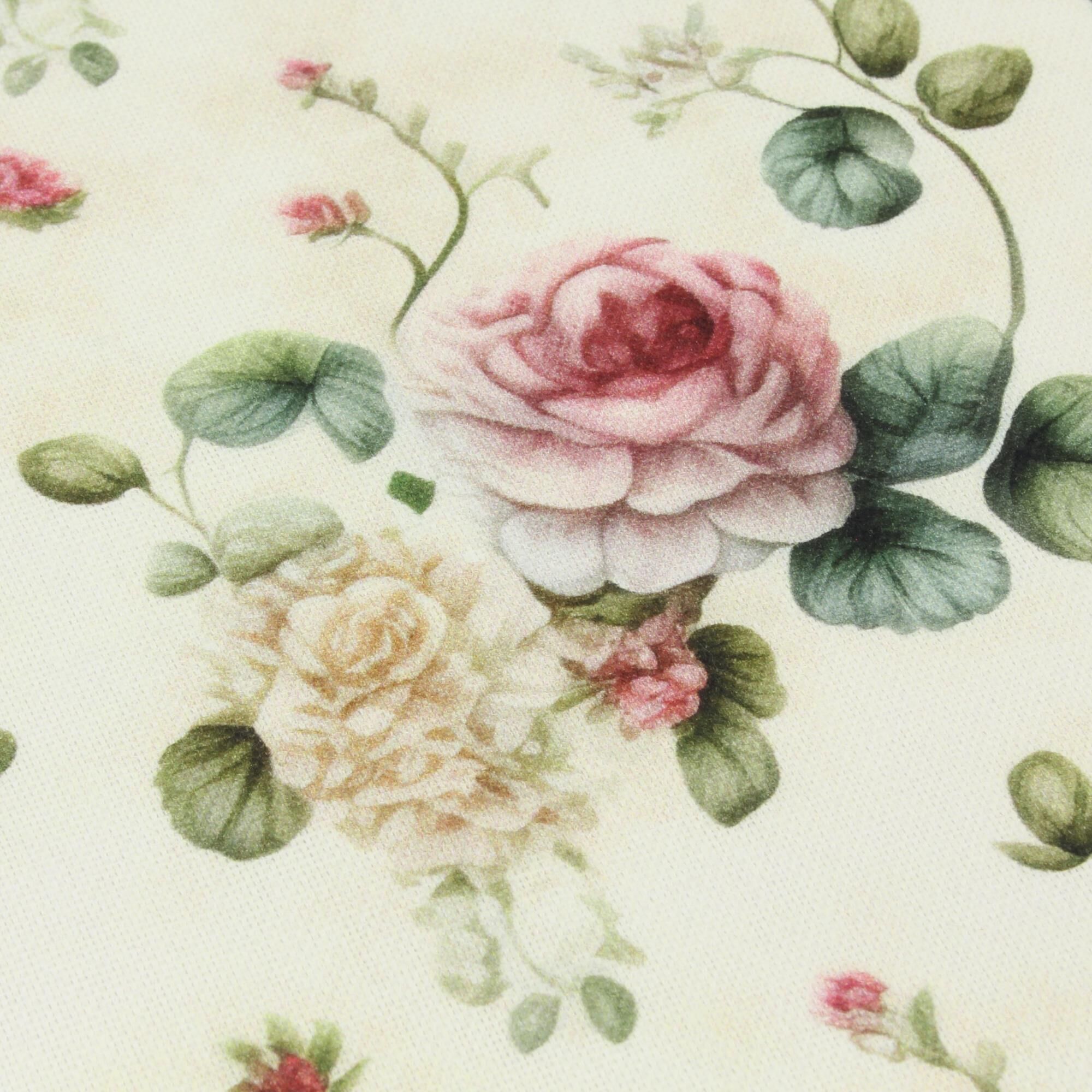 Canvas Stoff Blumen Romantisch Creme