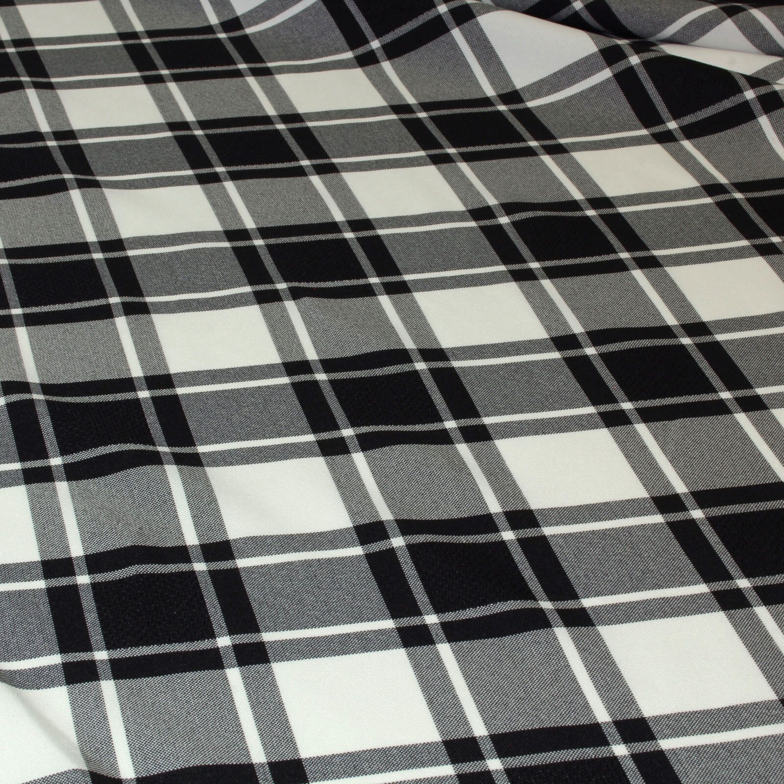 Karierter Stoff Schwarz Polyester