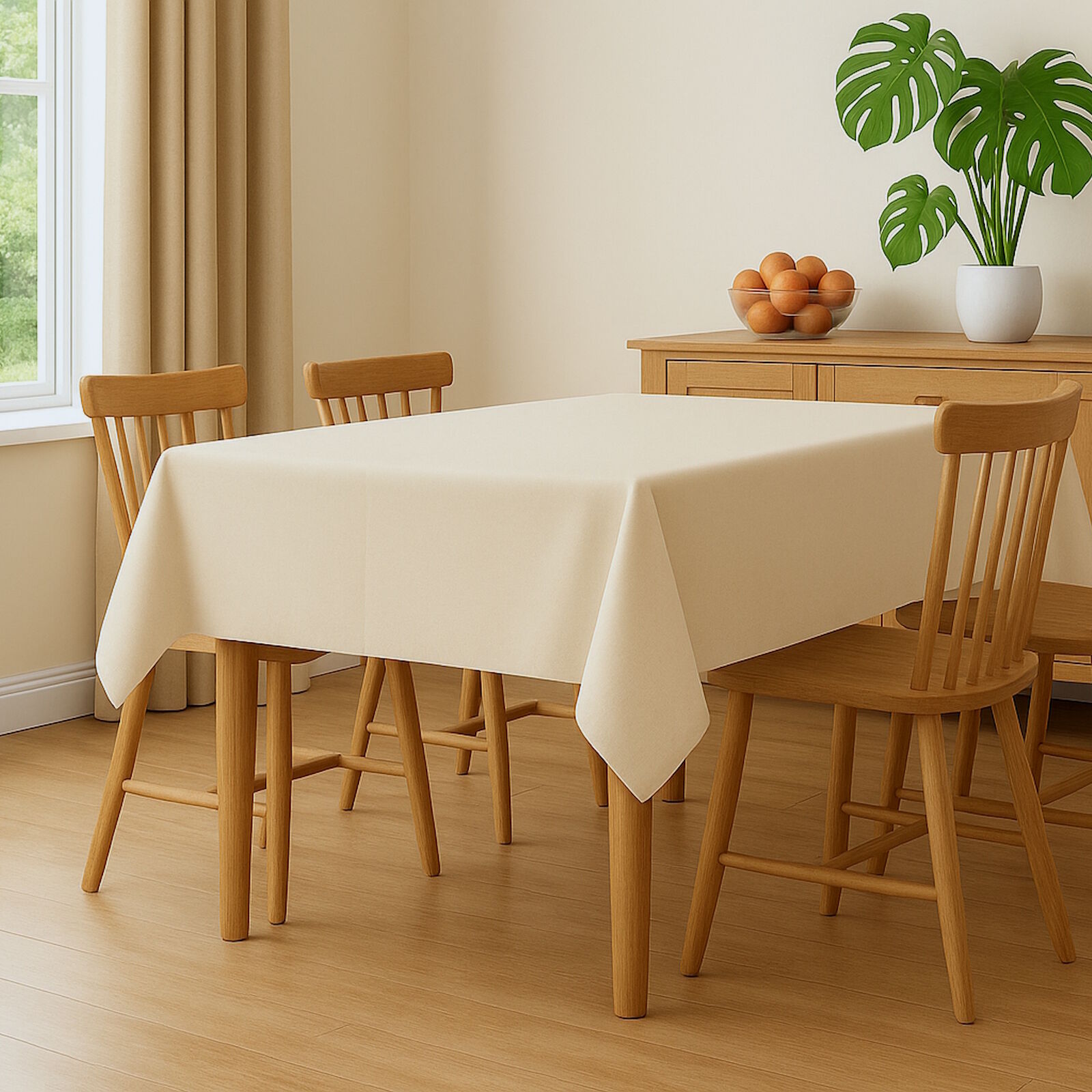 Tischdecke Creme Polyester Bügelfrei