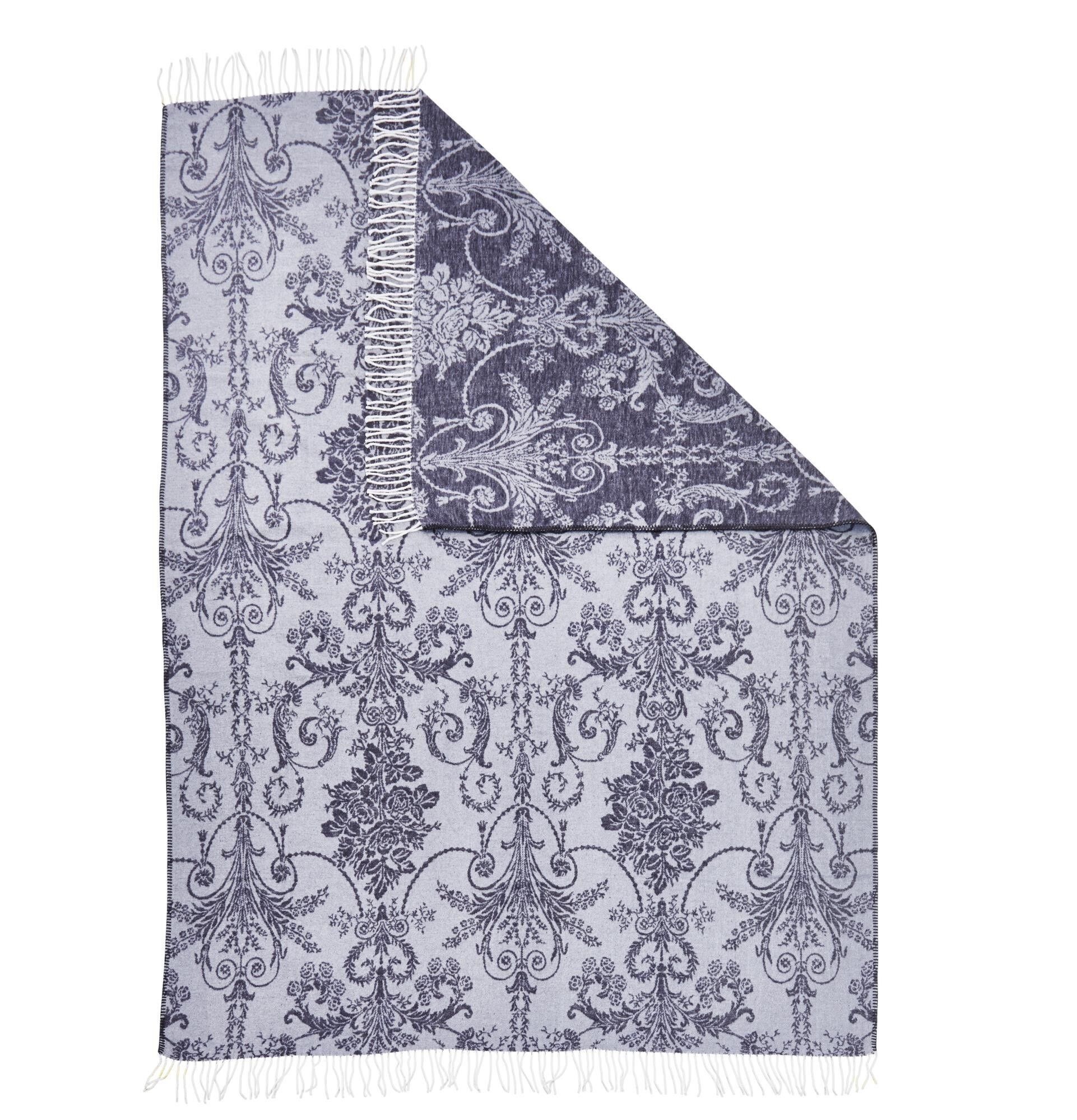 Kuscheldecke Dougy Grau Fransen 150x200 cm Baumwolle