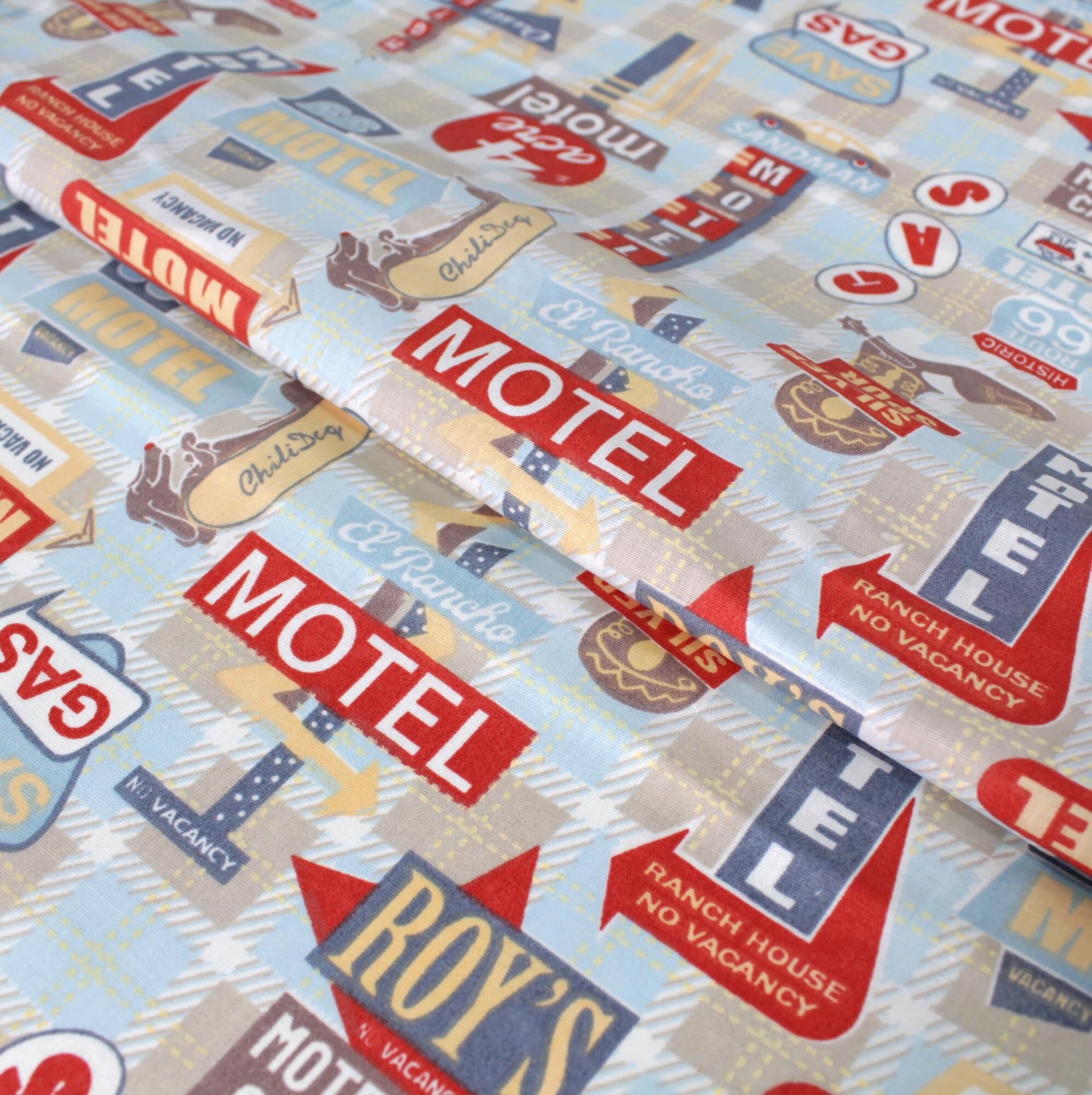 Stoff Motel Hotel Amerika Vintage Baumwolle