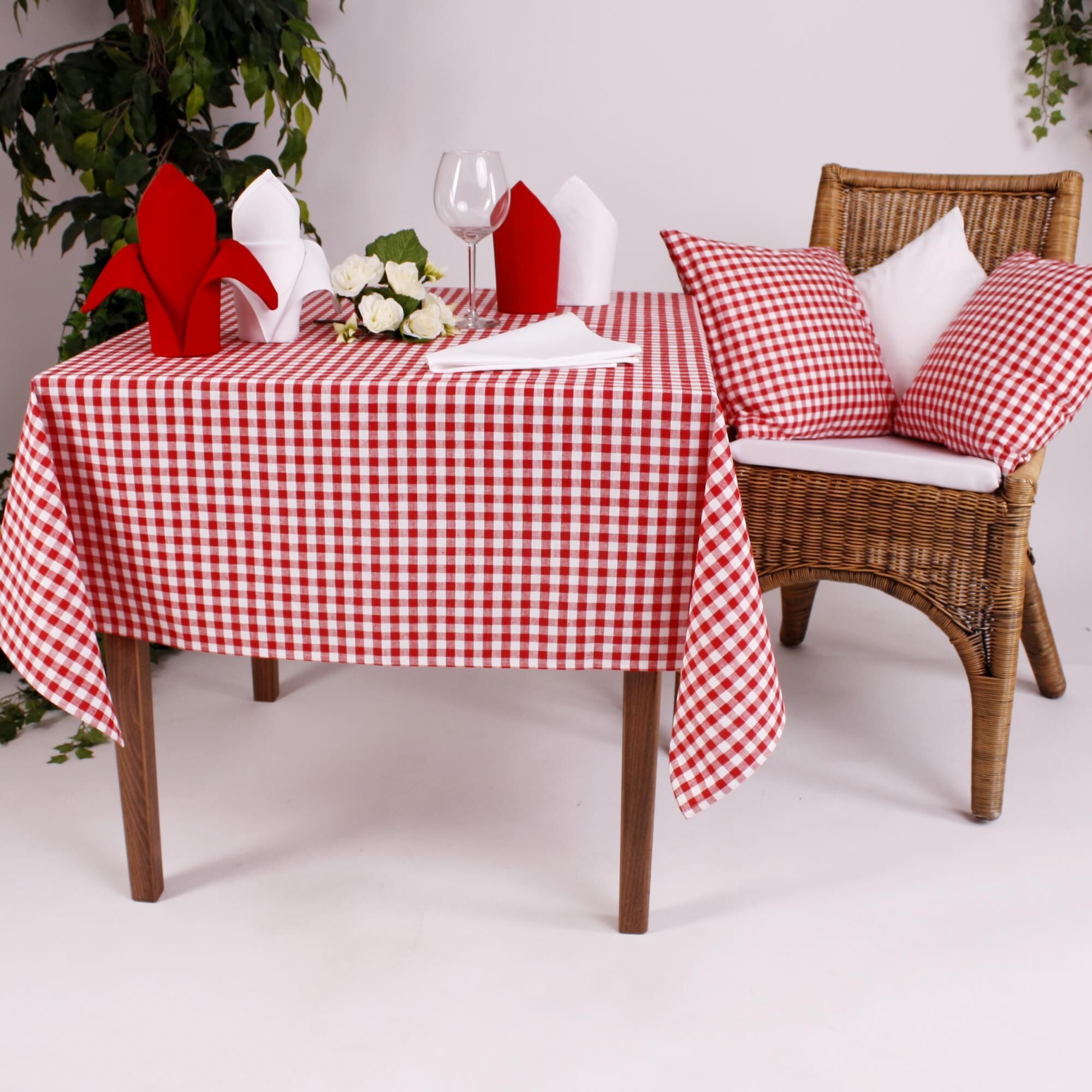Tischdecke Karo Abwaschbar - 100x100 cm - Rot