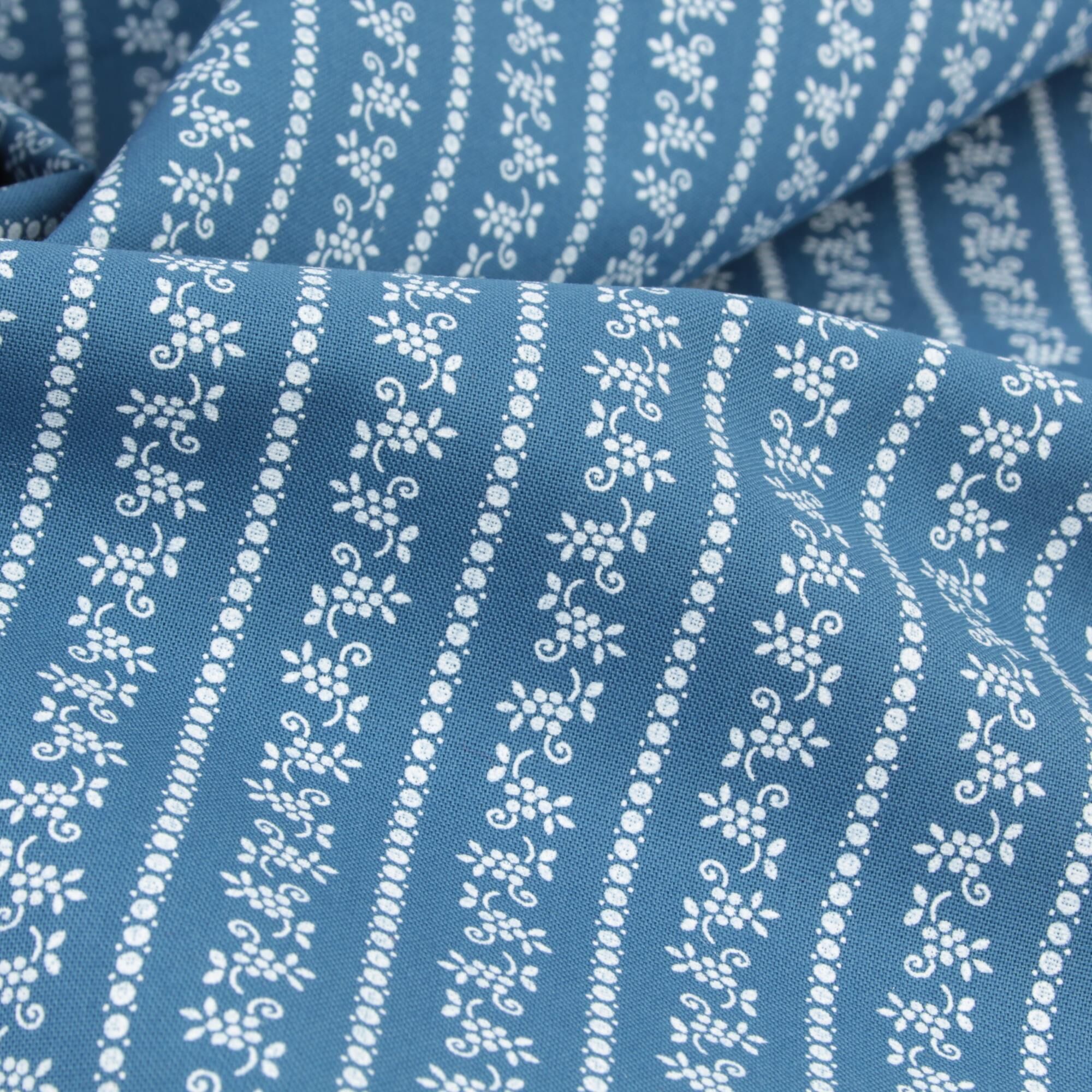 Stoff Meterware Blumen Streifen Irmi Blau Dirndl