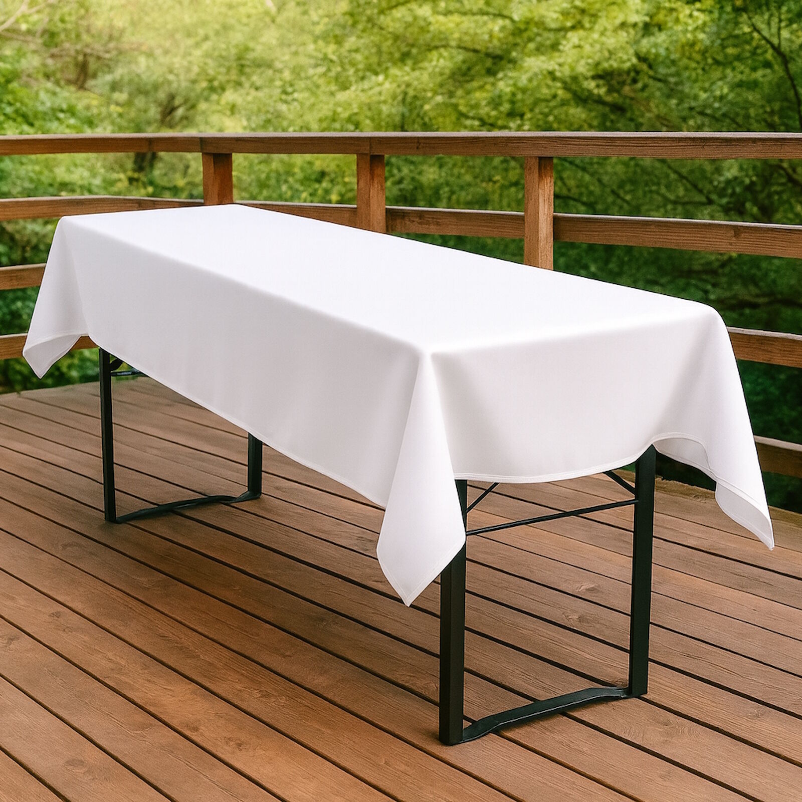 Biertisch Tischdecke Weiß Baumwolle Linon