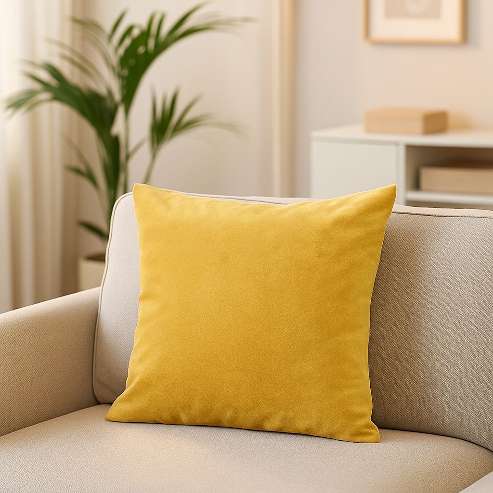 Kunstleder Kissenbezug Senf Gelb