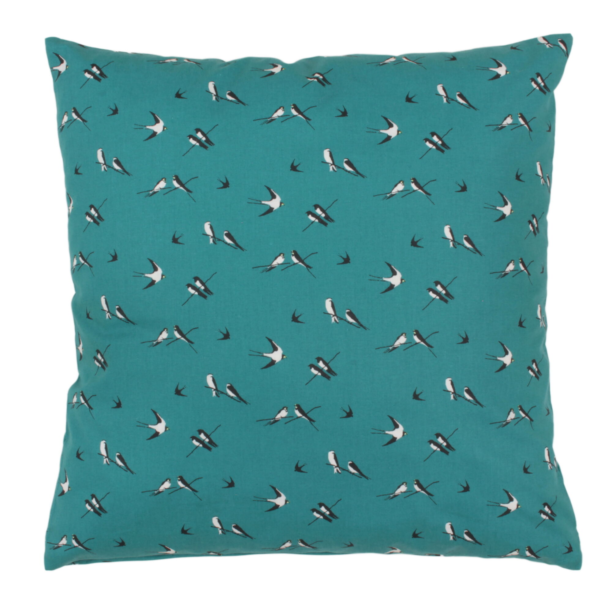Kissenbezug 40x40 cm Schwalben auf Petrol Baumwolle