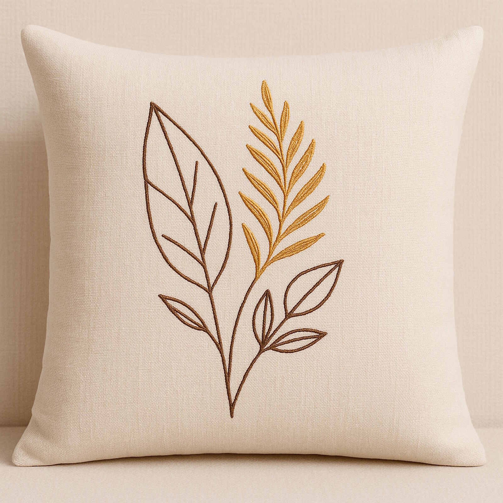 Kissenbezug Gräser Blätter bestickt 40x40 cm