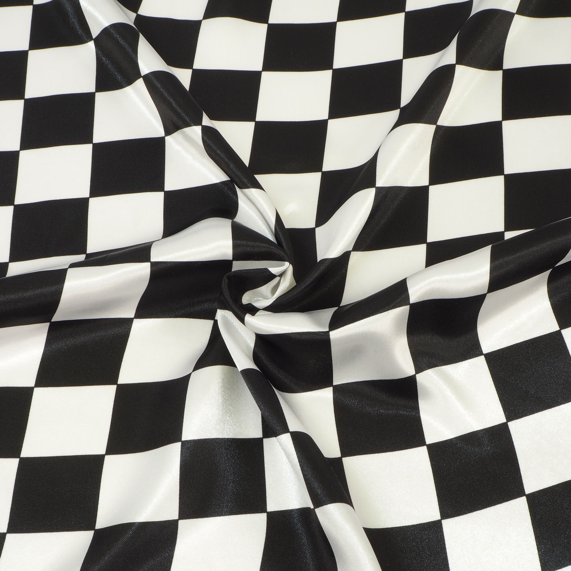 Stoff Meterware Schachbrett Karo Schwarz Weiß Polyester