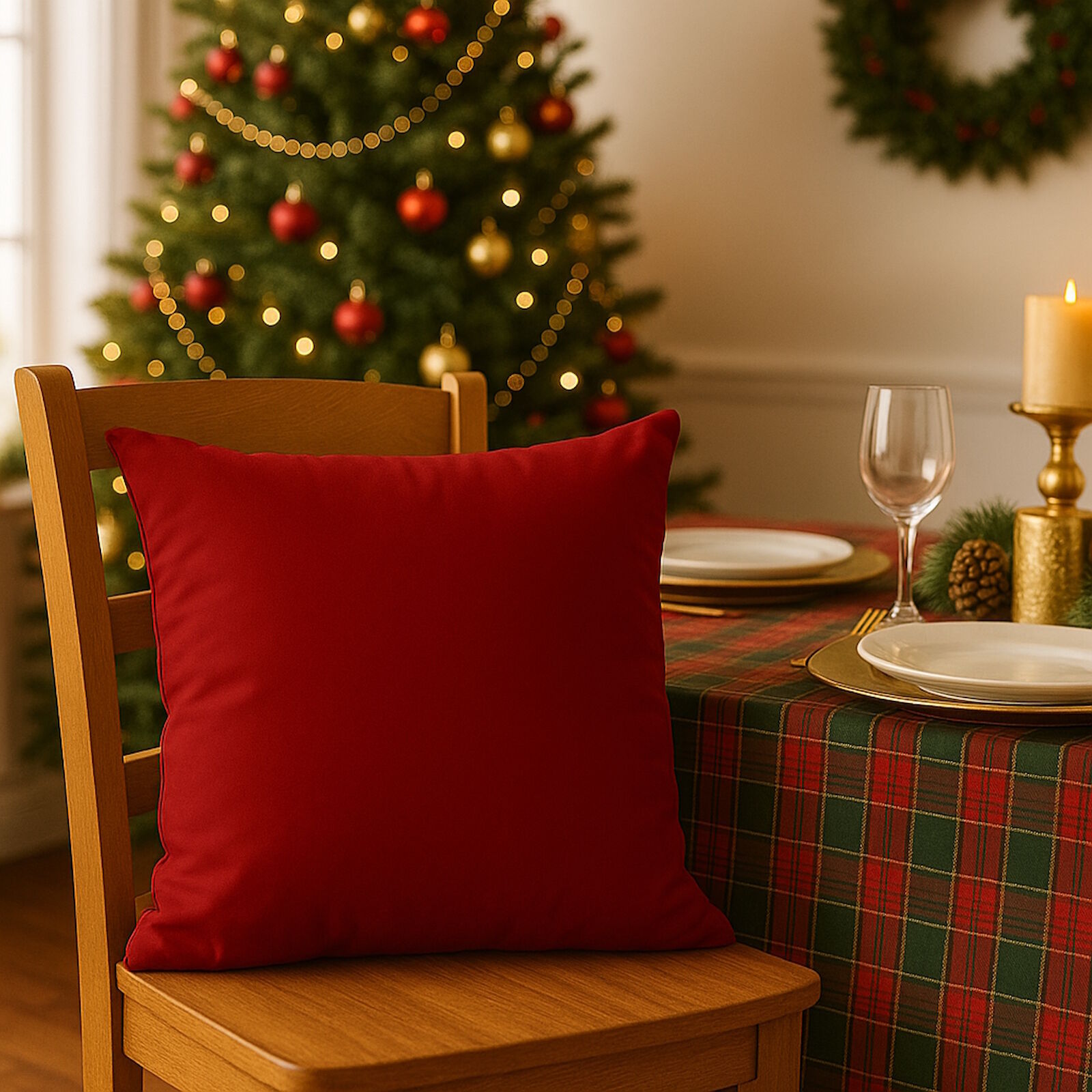 Weihnachtskissen Bordeaux Rot Baumwolle