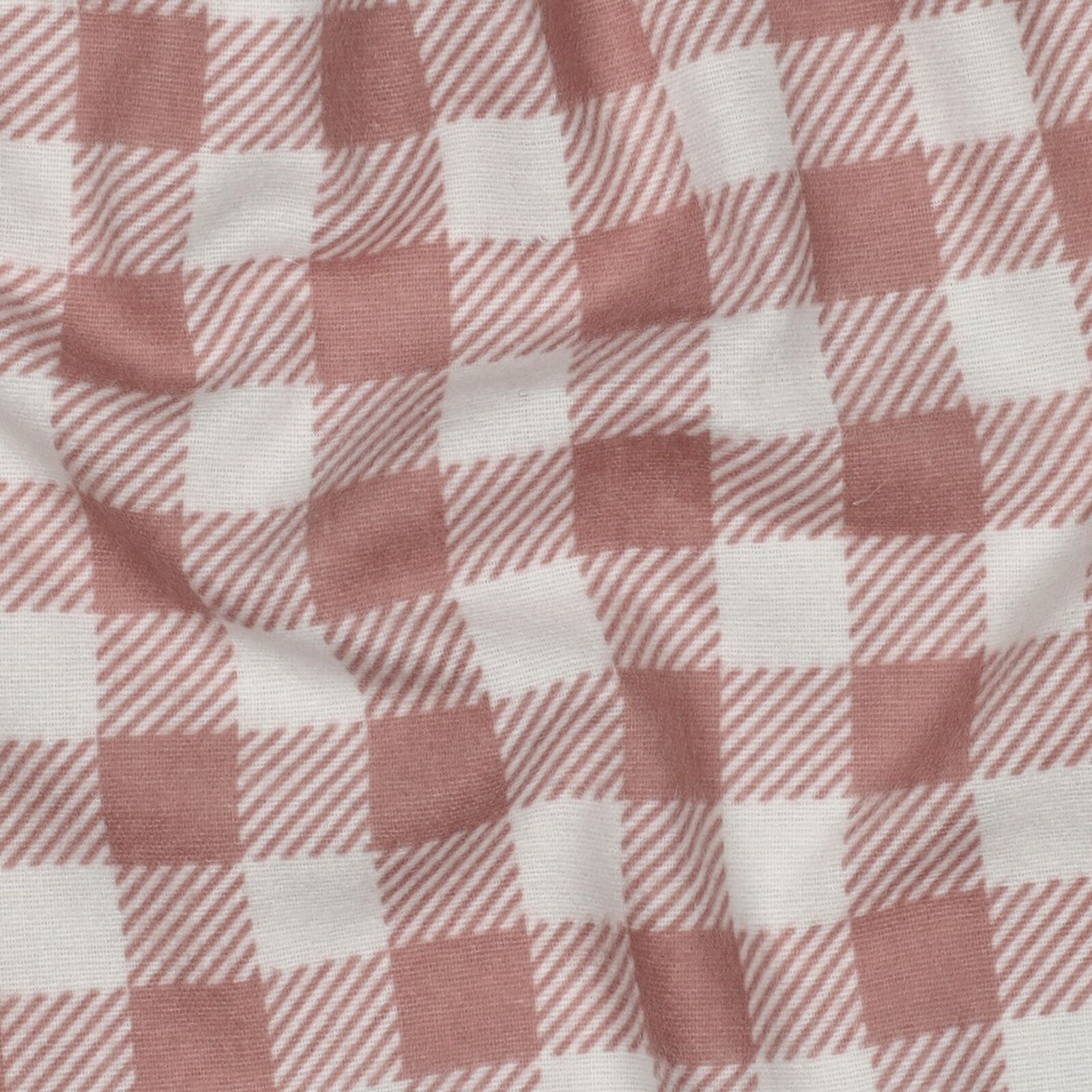 Flanell Stoff Kariert Rosa Baumwolle Meterware 143 cm