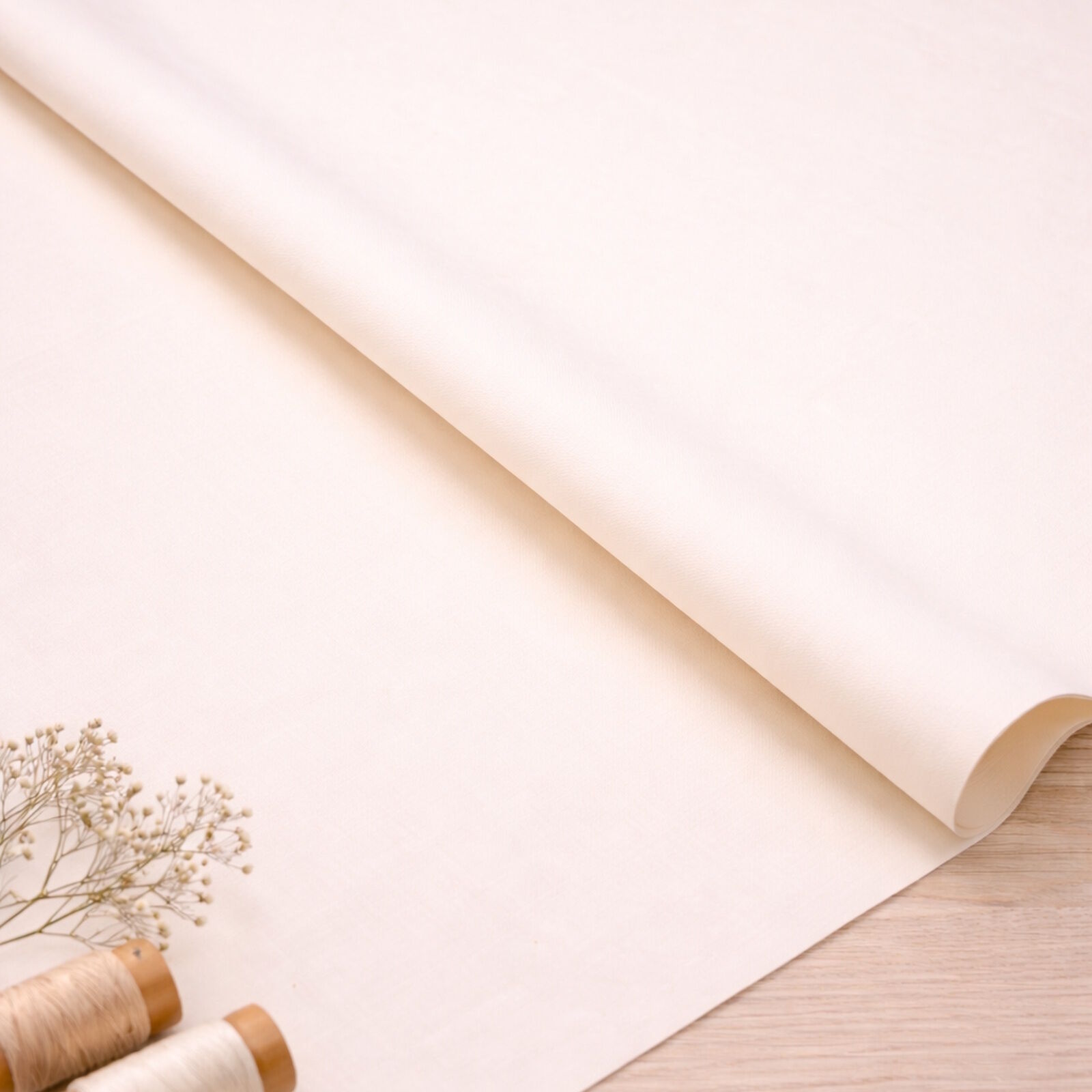 Stoff Meterware Baumwolle Linon Creme Natur