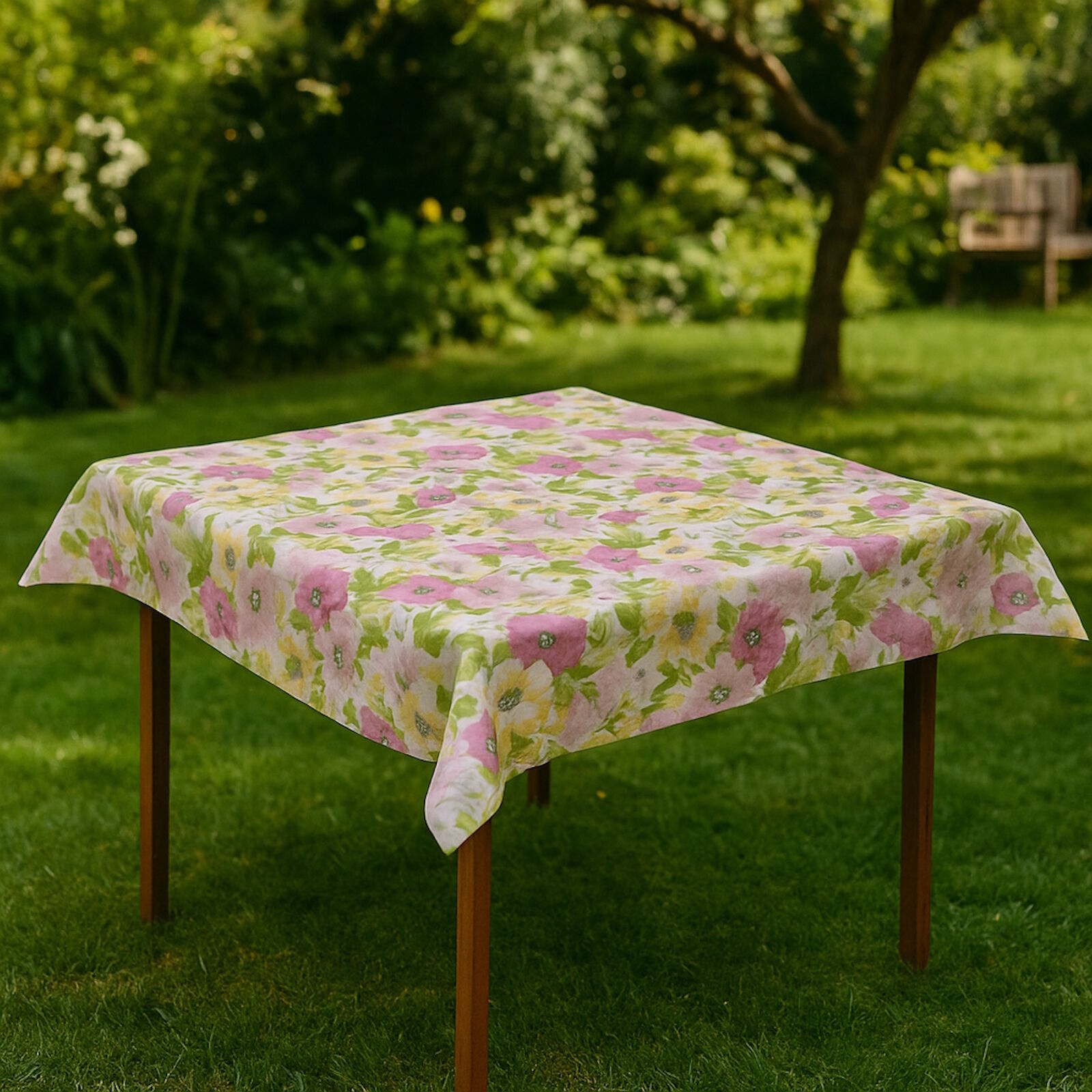 Outdoor Tischdecke Blumen Rosa-100x100 cm