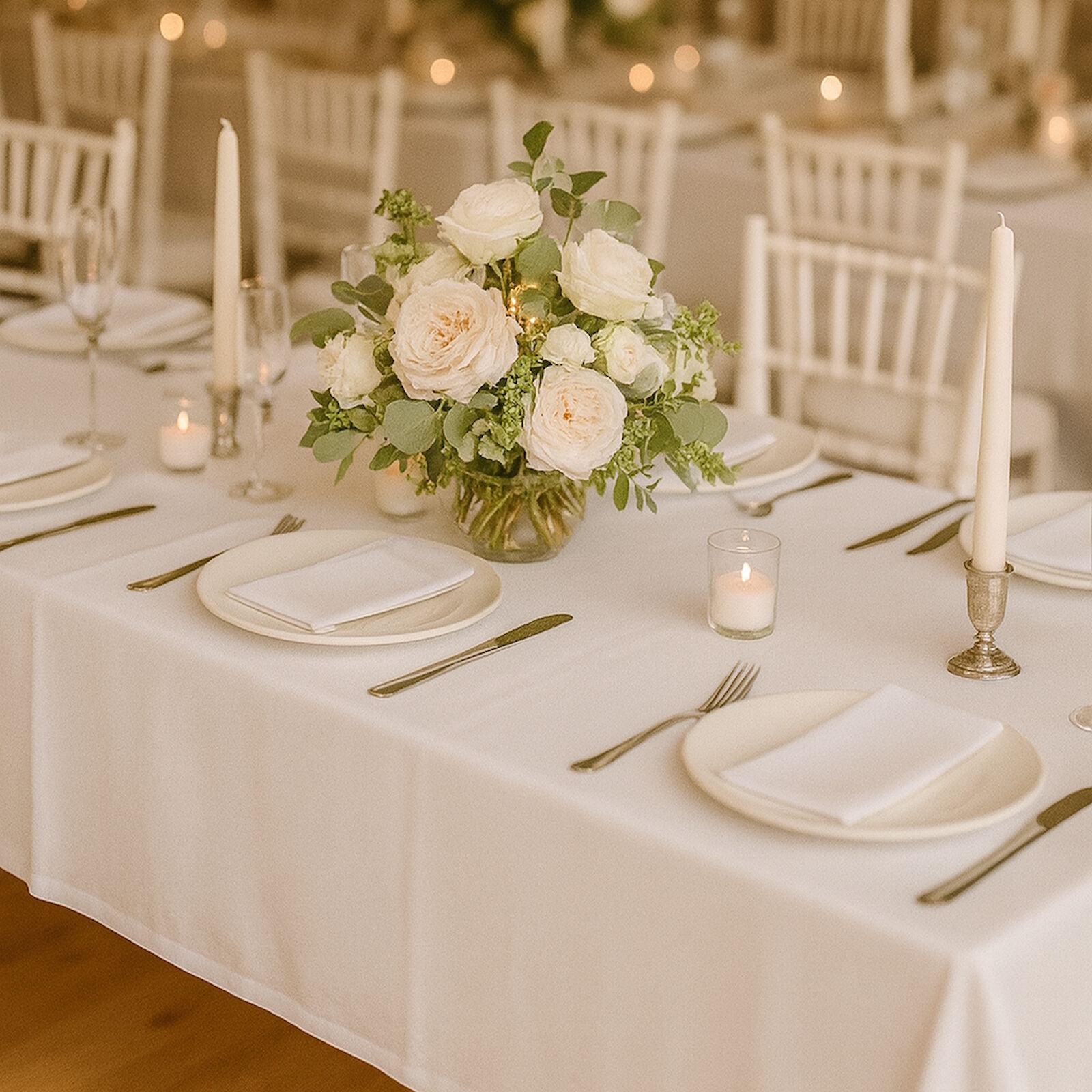 Tischdecke Weiß Baumwolle