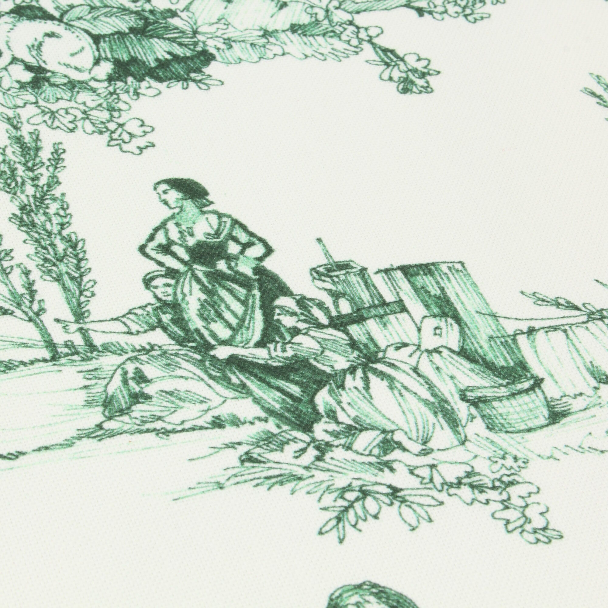 Stoff Meterware Toile de Jouy Grün Canvas