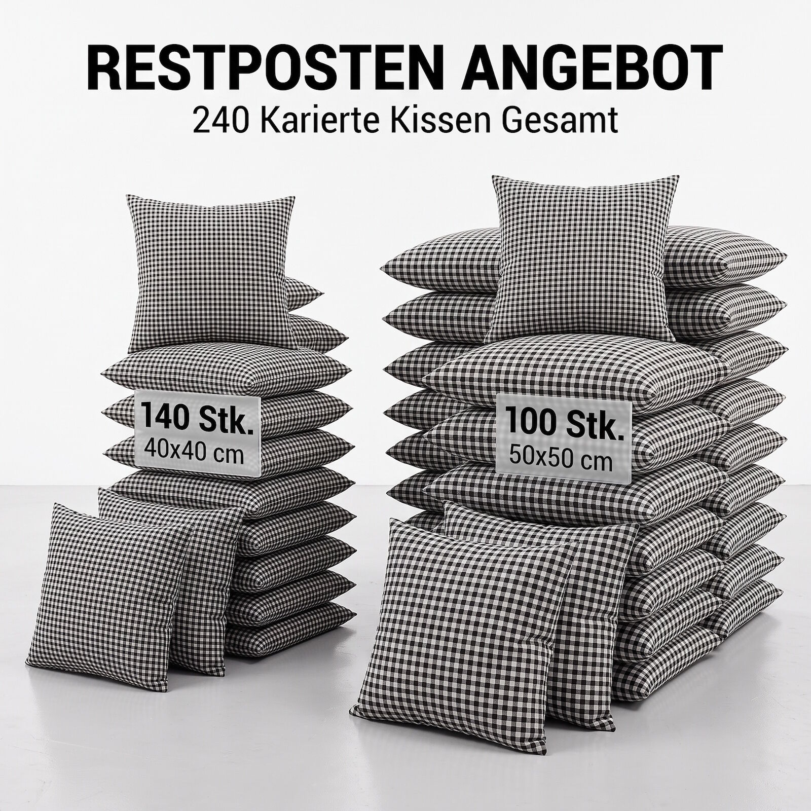Restposten Kissenbezüge Karo Schwarz Weiß 240 Stück