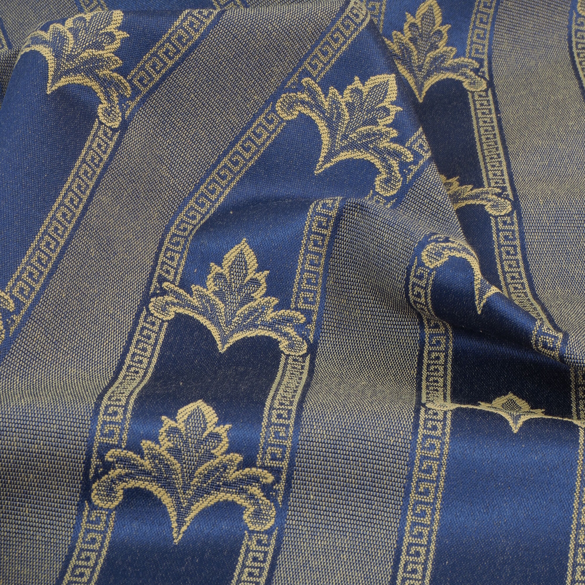 Polsterstoff Meterware Imperio Barock Jacquard Marine Blau