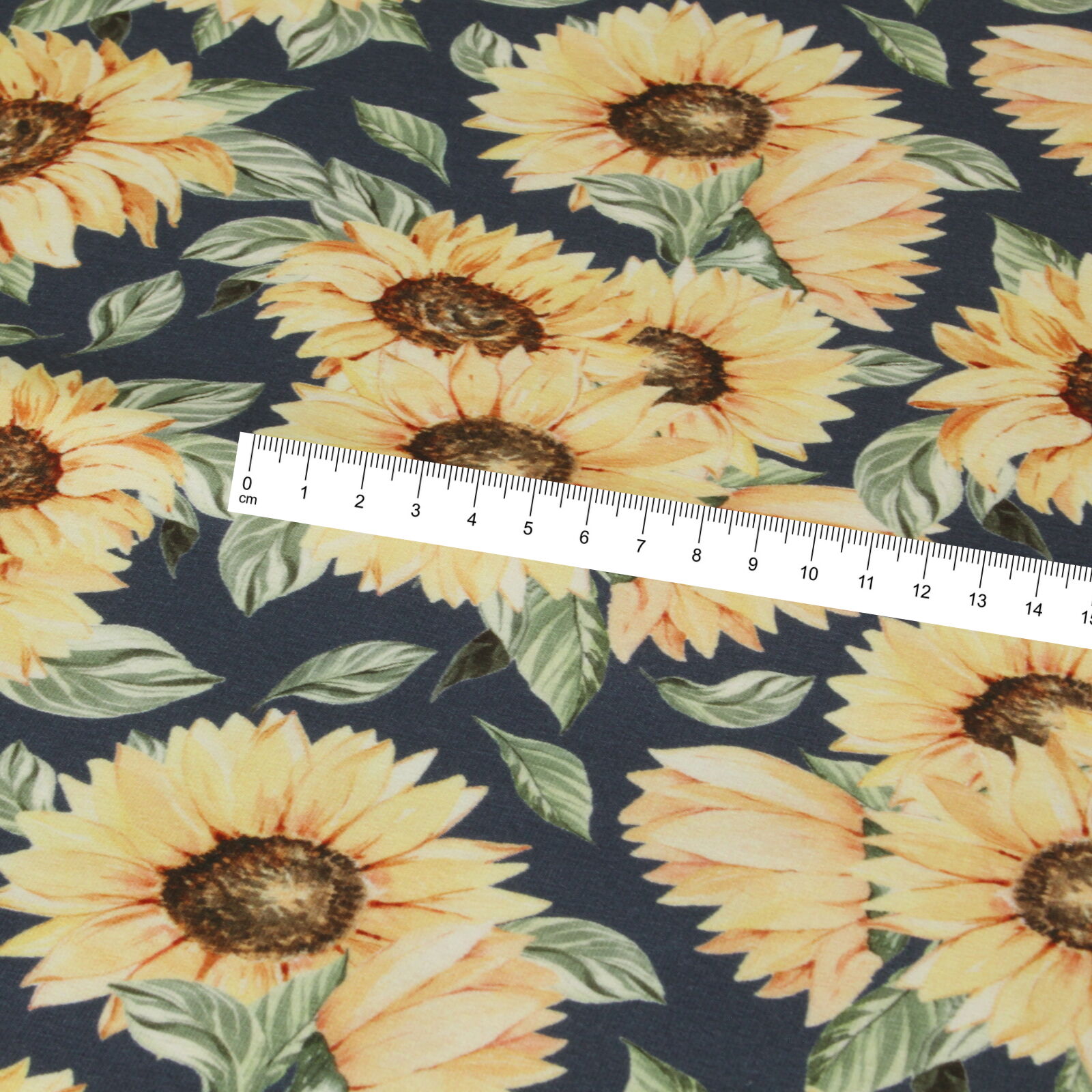 Stoff Meterware Sonnenblumen Blau French Terry