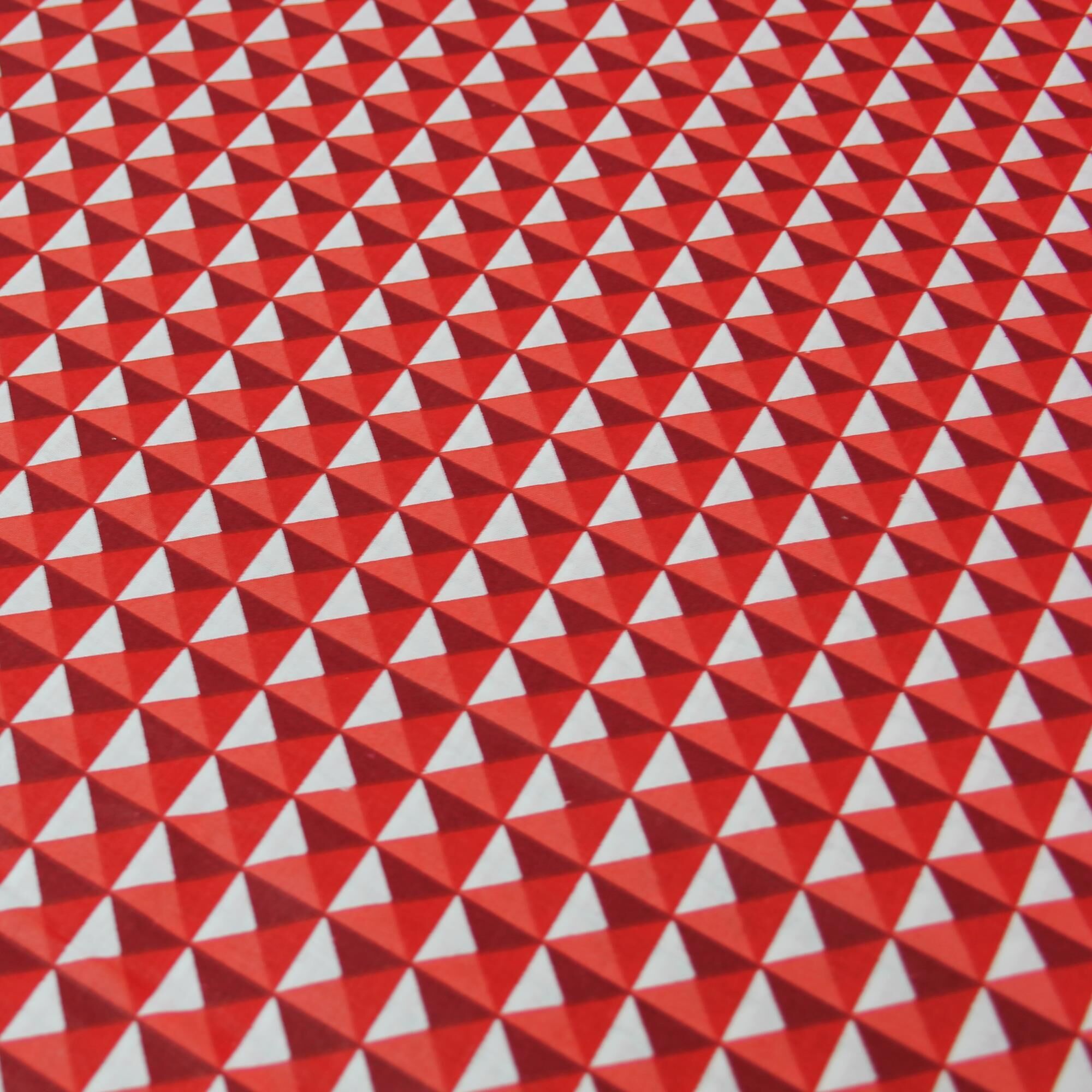 Stoff Meterware 3D Pyramiden Rot Baumwolle