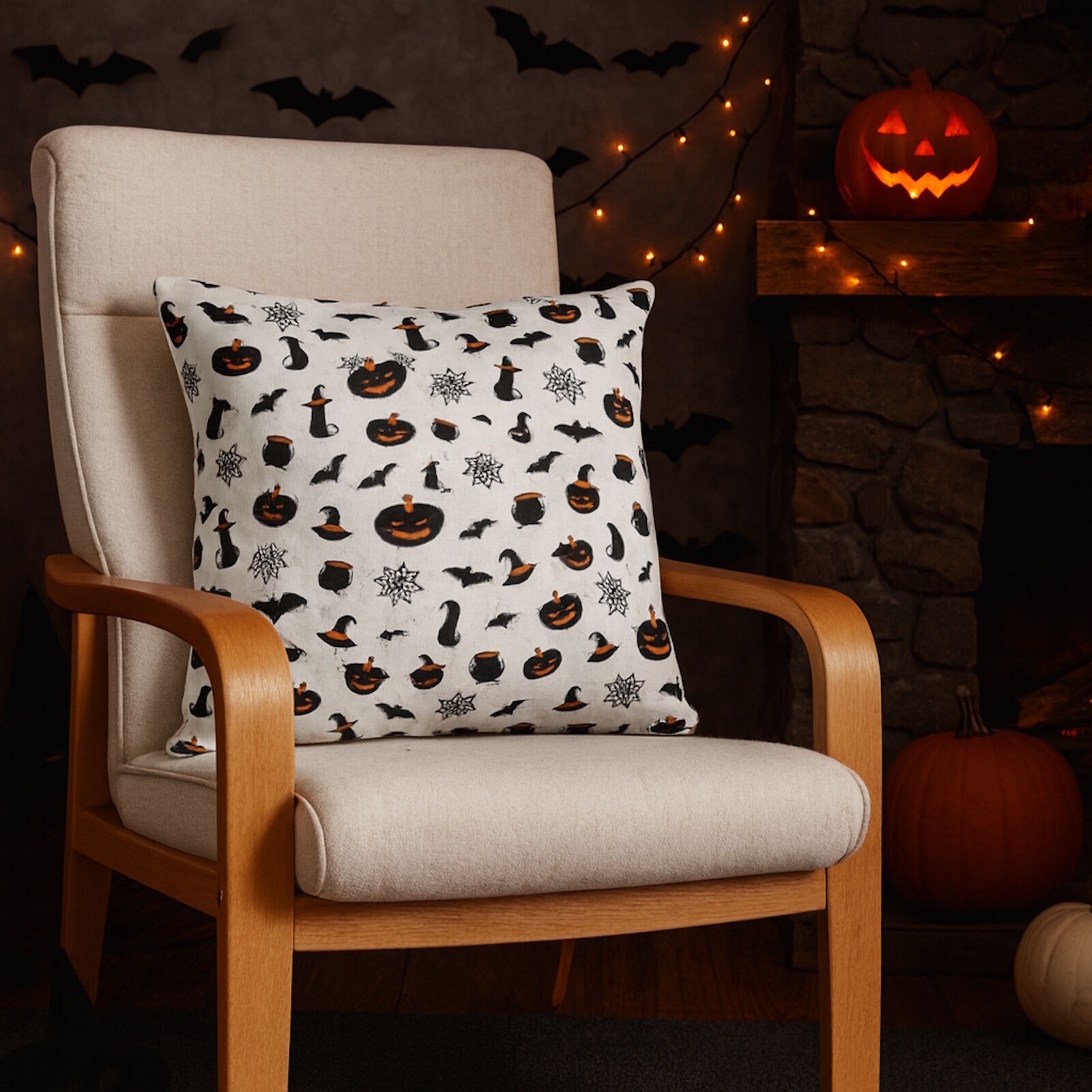 Komplettkissen 40x40 cm Happy Halloween Baumwolle