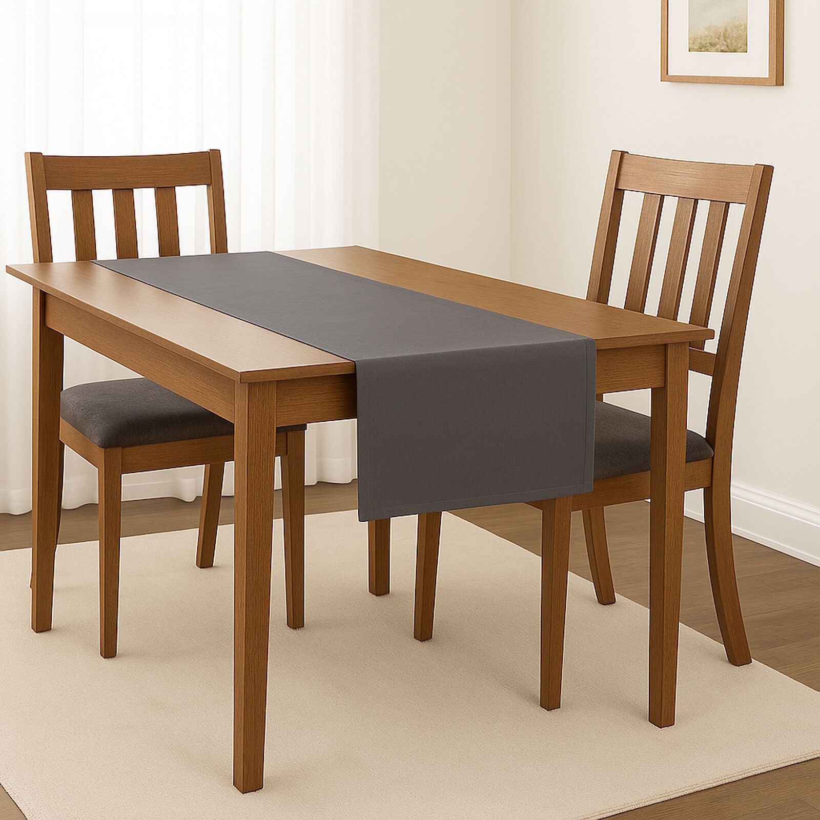 Tischläufer Grau Polyester 45x145 cm bügelfrei