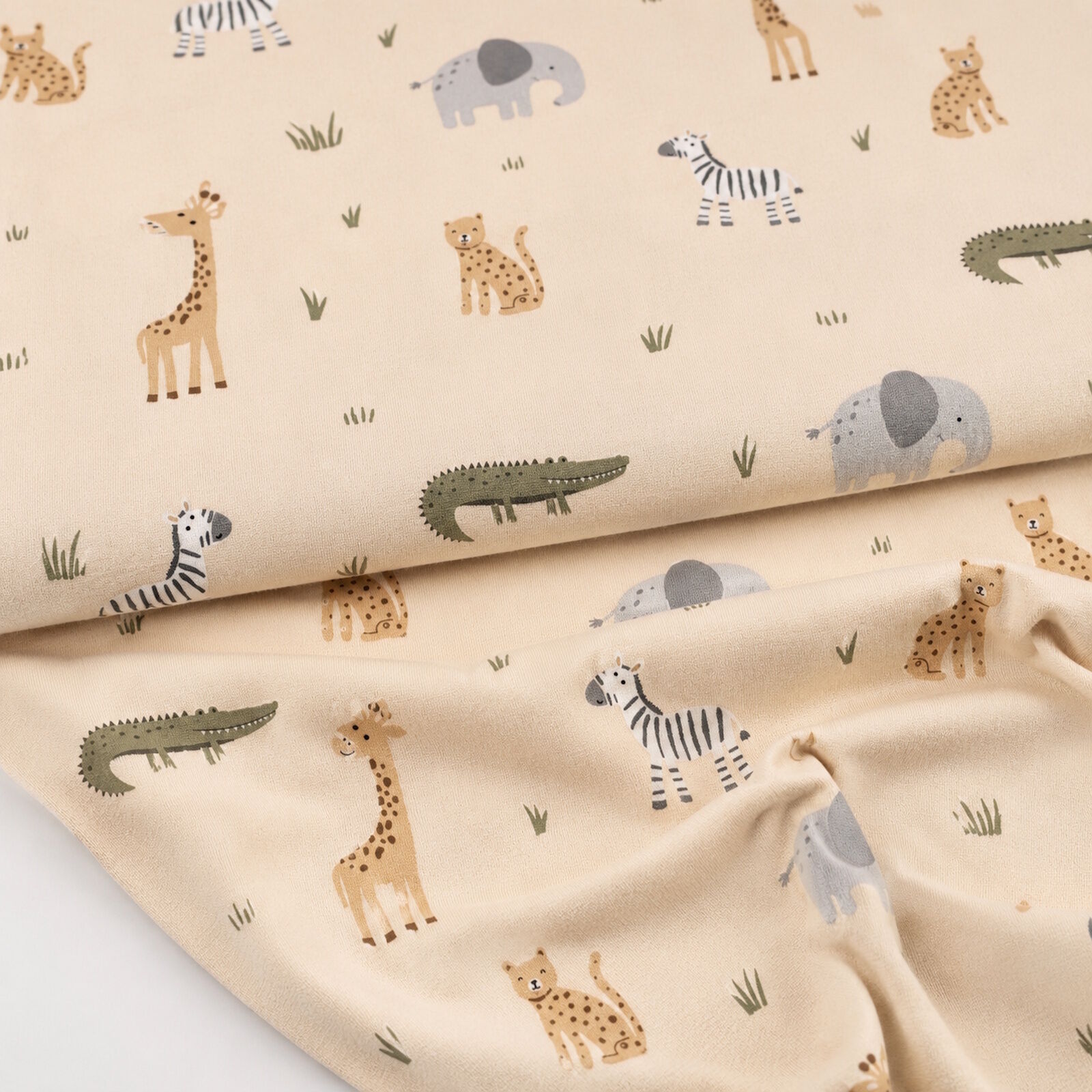 Safari Tiere Jersey Beige Kinderstoff Meterware 150 cm