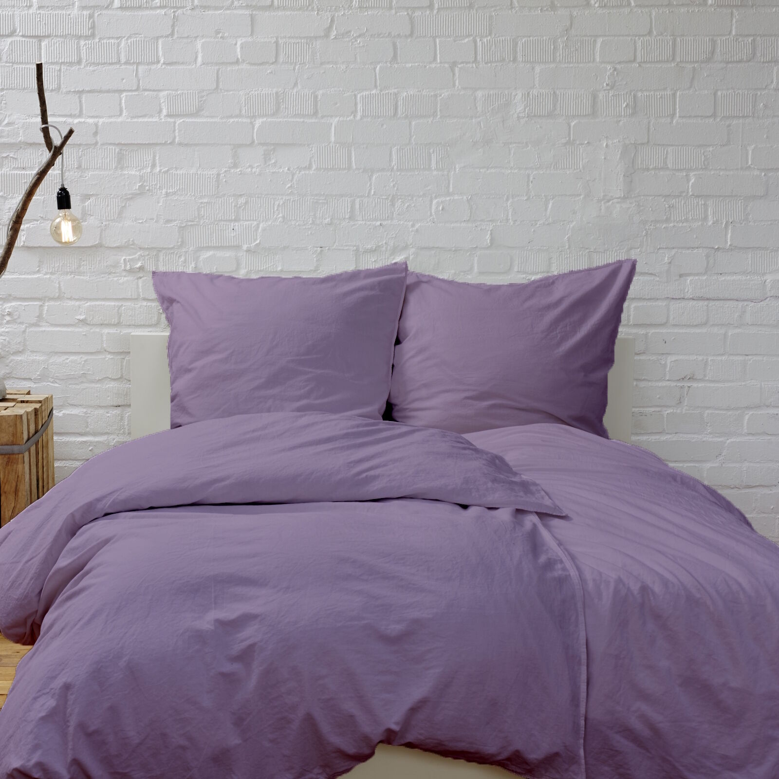 Bettwäsche Flieder Baumwolle Linon
