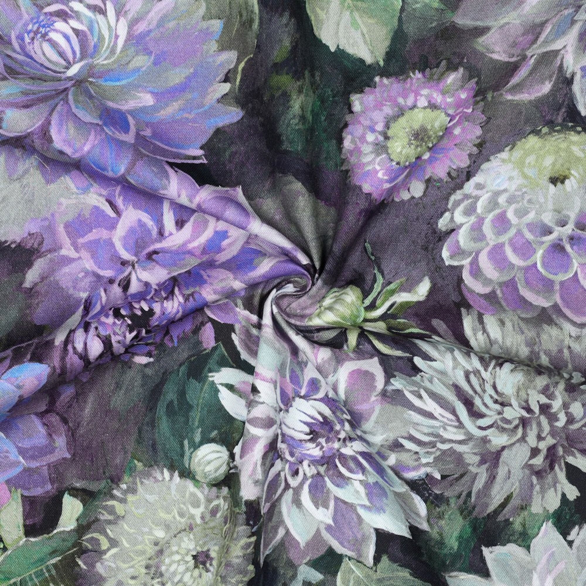 Stoff Meterware Blütenpracht Lila Canvas