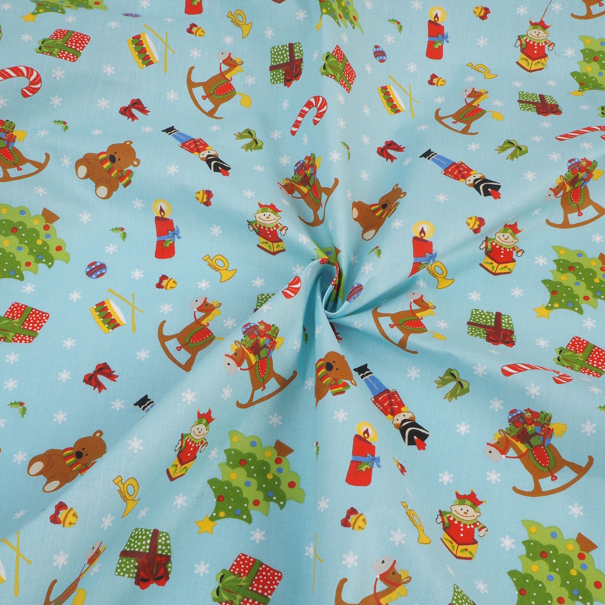 Stoff Meterware Christmas Hellblau