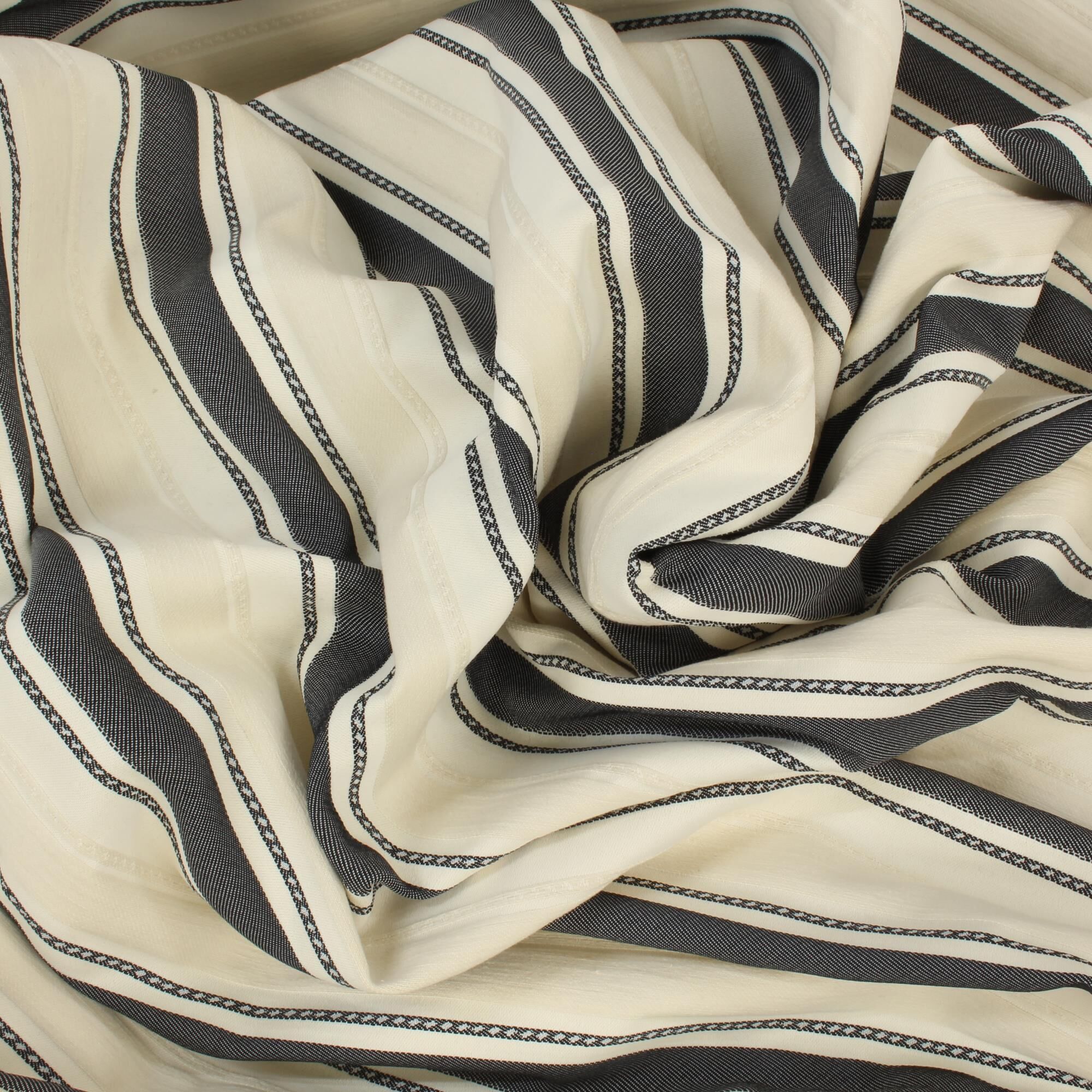 Stoff Meterware Streifen Oleo Beige Schwarz
