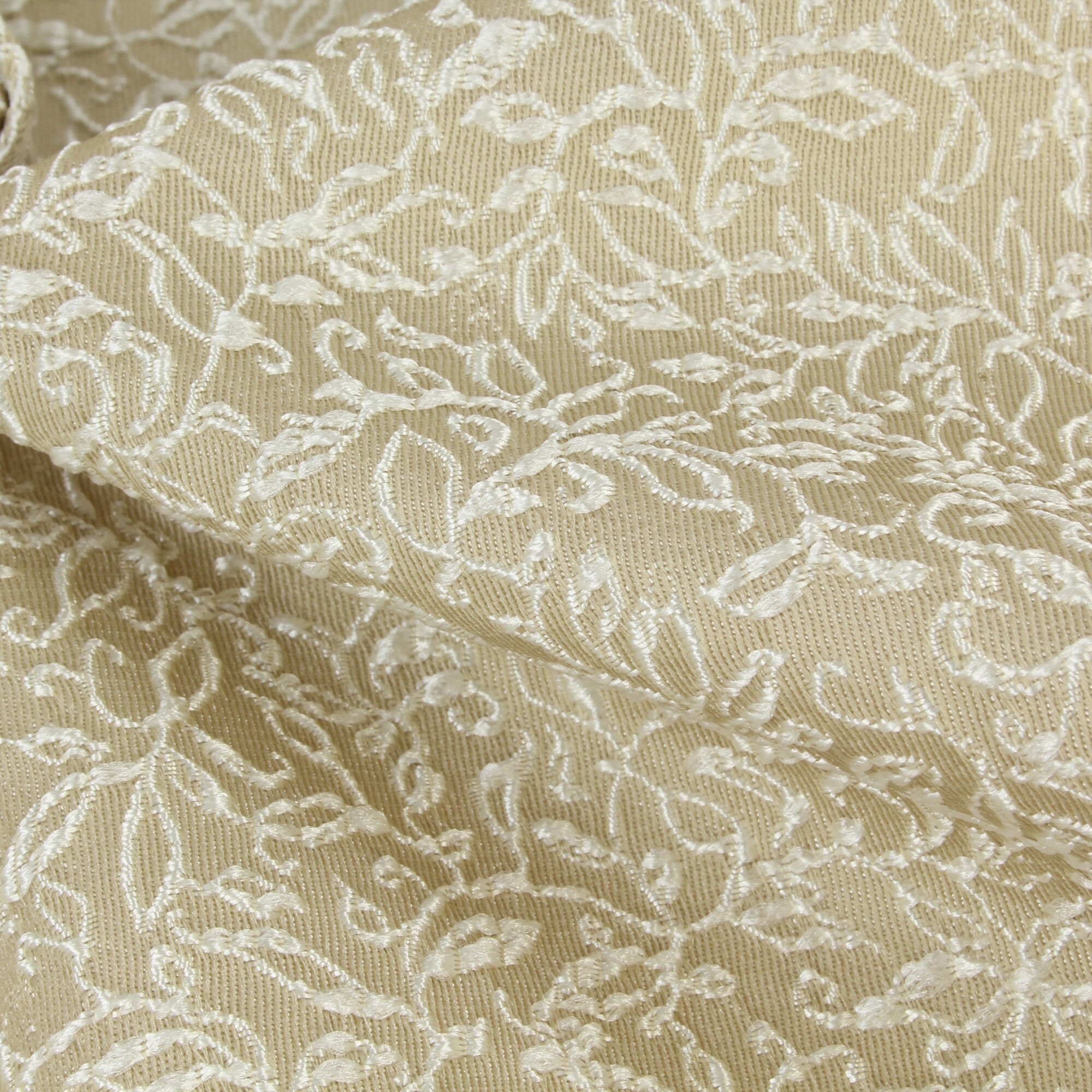 Stoff Meterware kleines Blättermuster Beige Mischgewebe