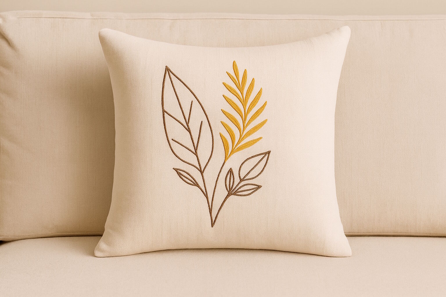 Kissenbezug Gräser & Ähren Boho 40x40 aus Baumwolle bestickt