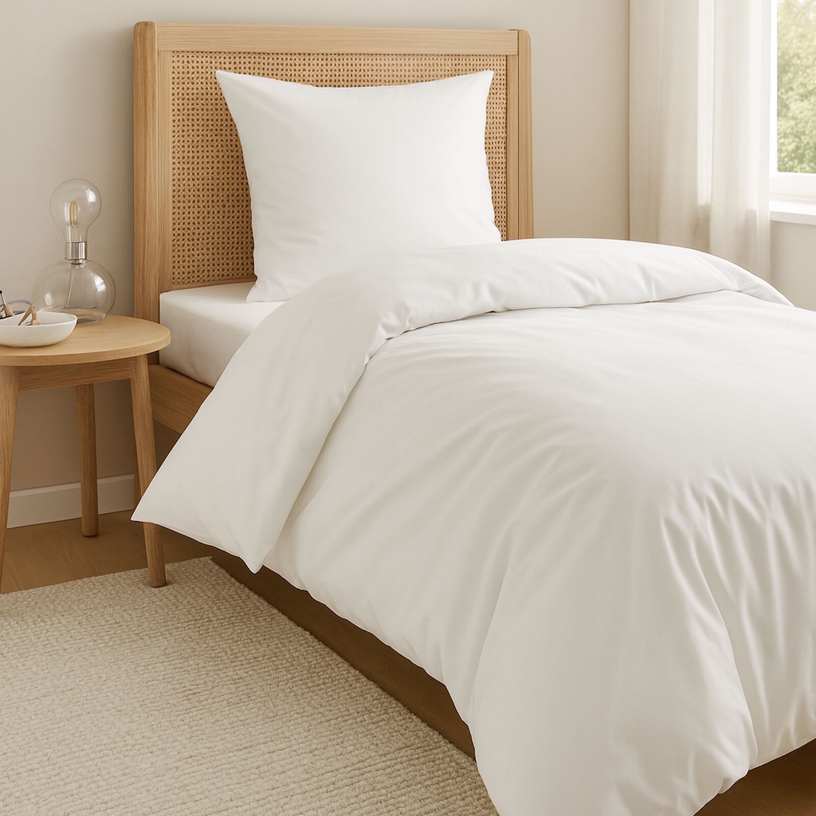 Bettwäsche Weiß Mako Satin - 135x200 cm