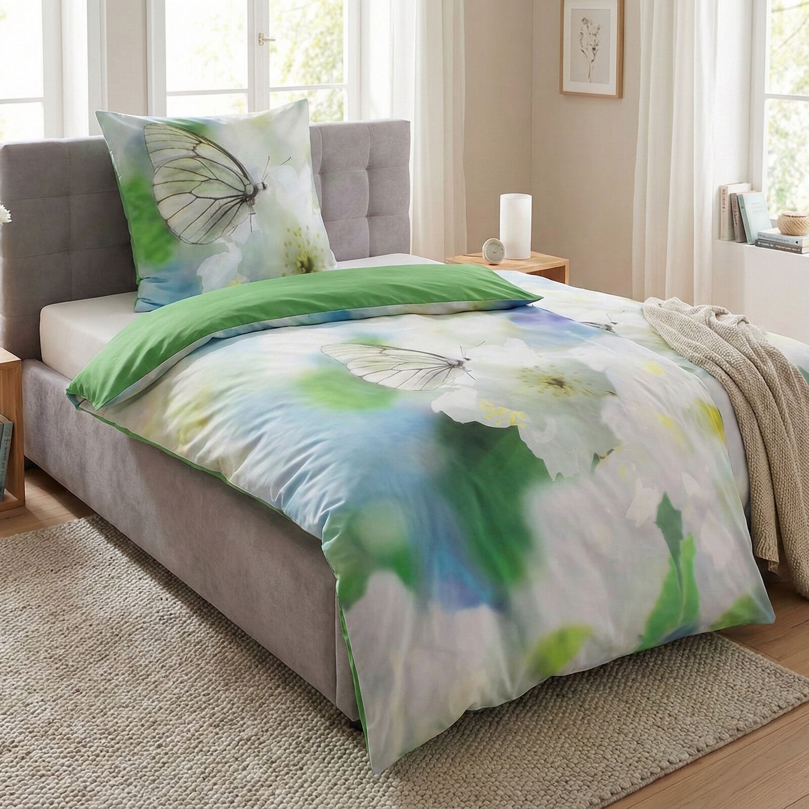 Bettwäsche 135x200 80x80 cm Schmetterling Baumwolle