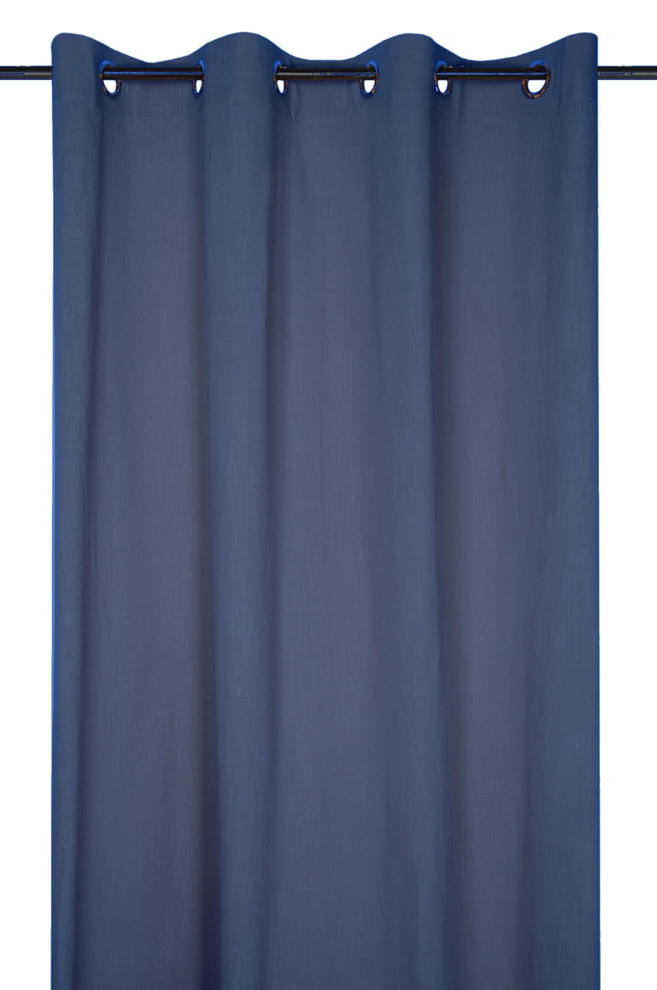 Ösenvorhang Blau Leinenoptik