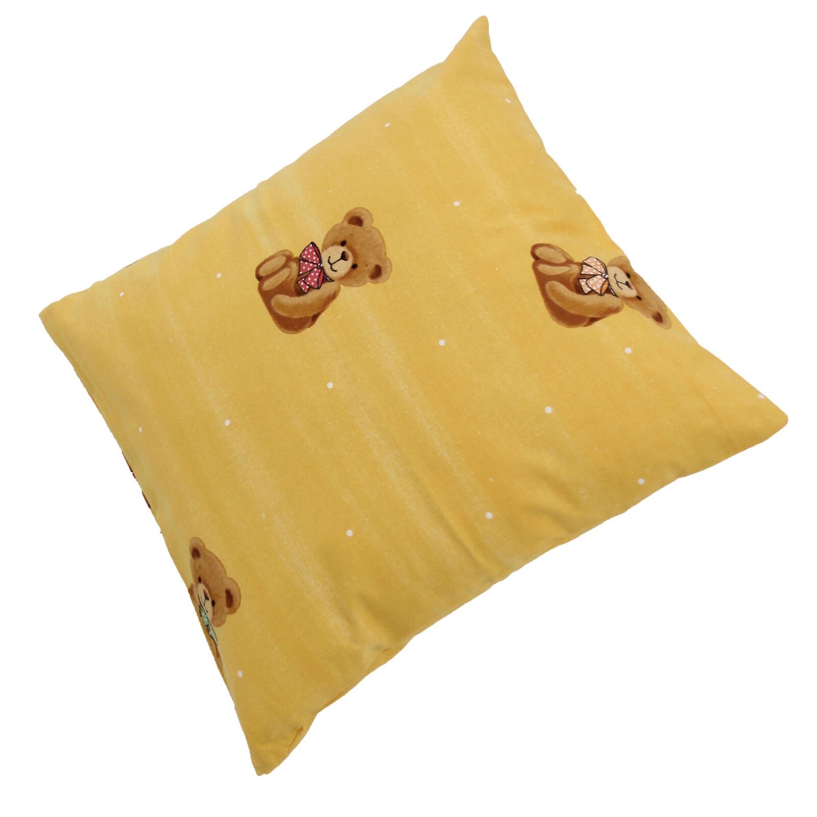 Kinder Kissenbezug 40x40 Teddy Gelb Baumwolle
